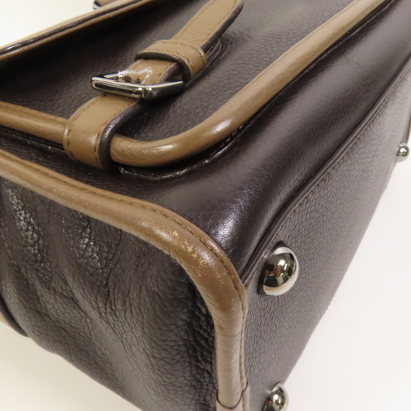 LOEWE 牛皮皮革Cruz Bag銀扣手挽肩背兩用袋