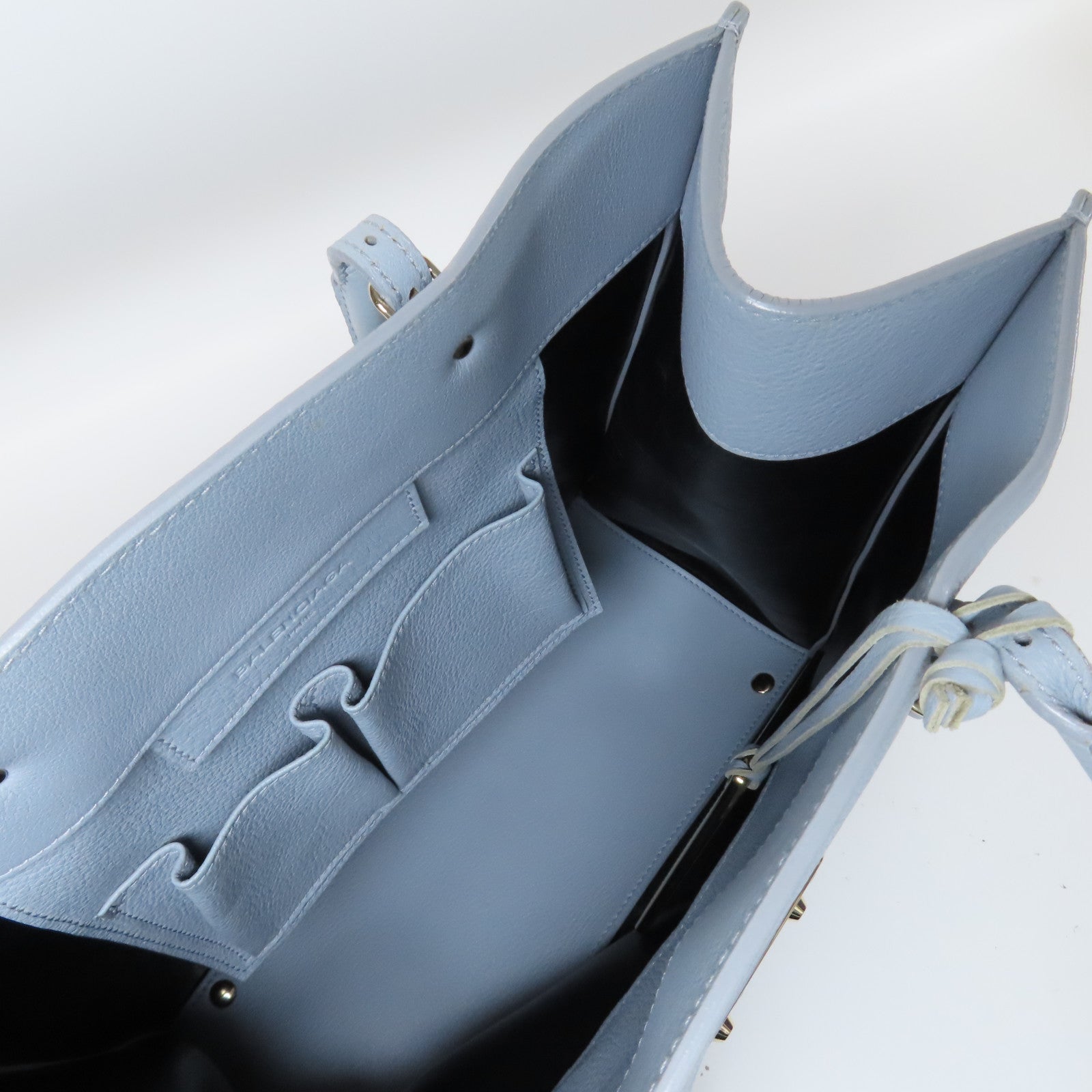BALENCIAGA 牛皮皮革Tote Bag金扣手挽袋灰色