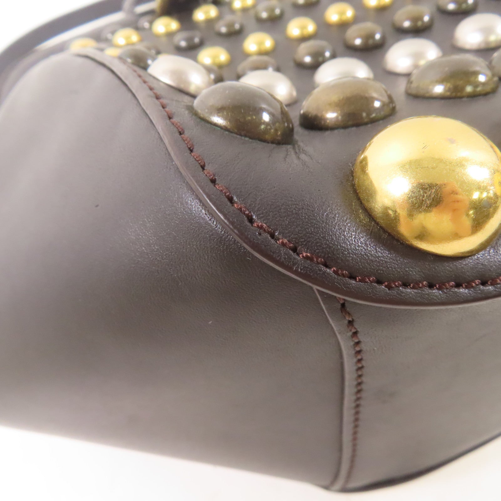 MARC BY MARC JACOBS 牛皮皮革2 Way Shoulder Bag金扣手挽肩背兩用袋啡色