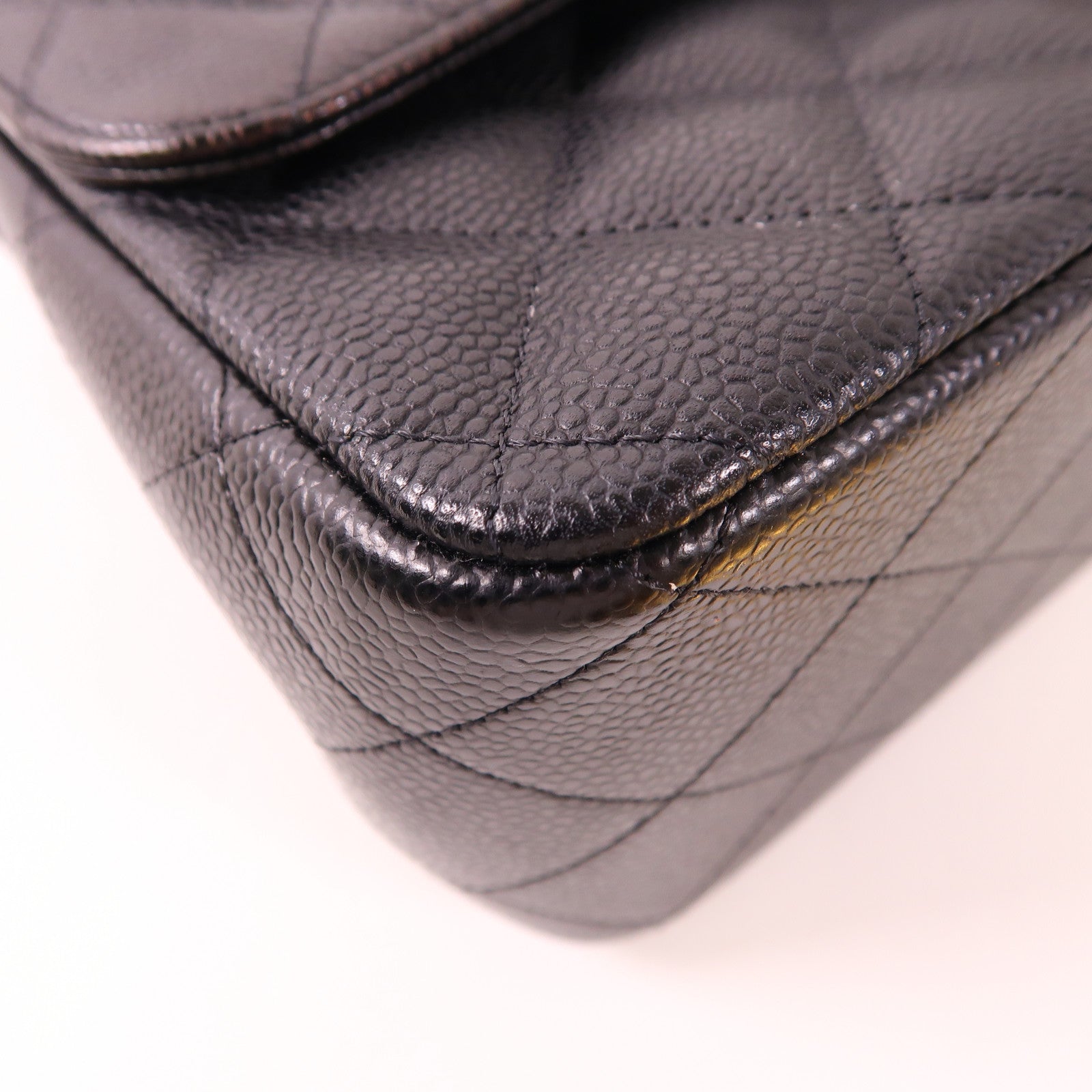 CHANEL 牛皮皮革Large Classic銀扣鏈帶肩背袋