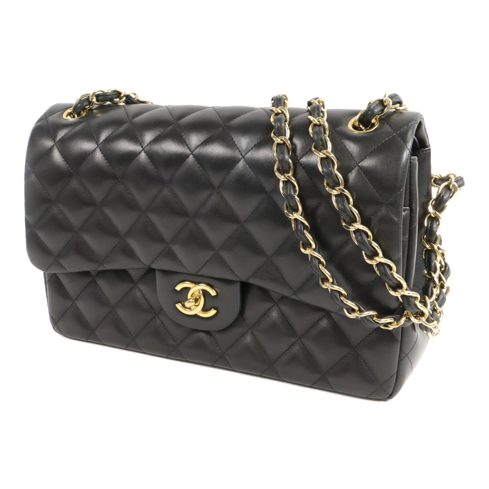 CHANEL 羊皮皮革Large Classic鏈帶肩背袋