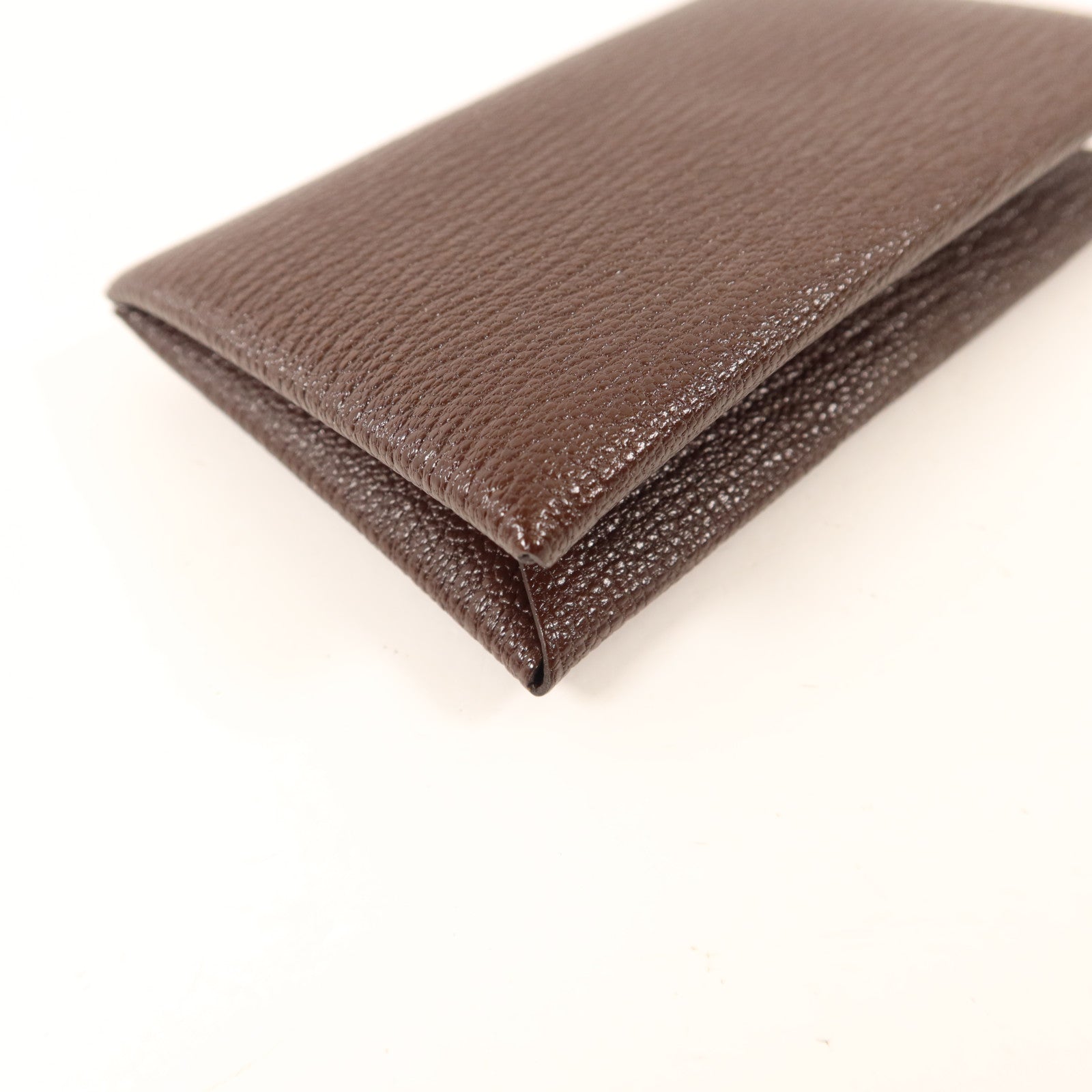 HERMES Chevre皮革Calvi Card Case銀扣卡片套Terre