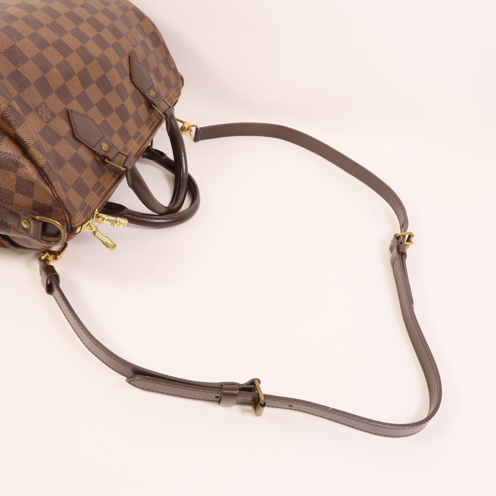LOUIS VUITTON Damier Speedy Bandouliere 30金扣手挽肩背兩用袋