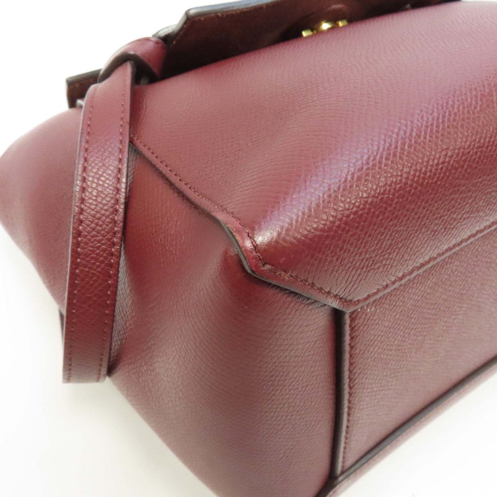 CELINE 牛皮皮革Belt Bag金扣手挽肩背兩用袋酒紅色