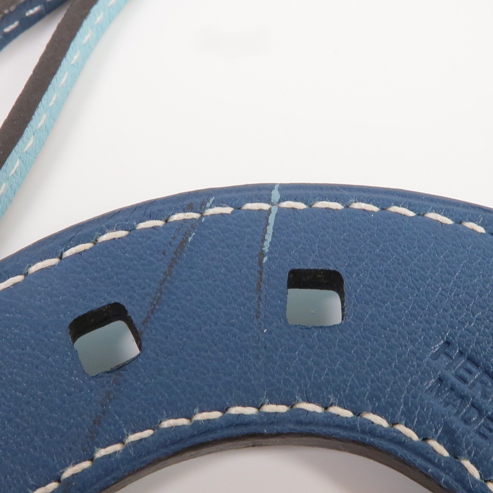 HERMES Swift皮革Paddock Horse Shoes Charm掛飾Bleu Atoll/Bleu Izmir