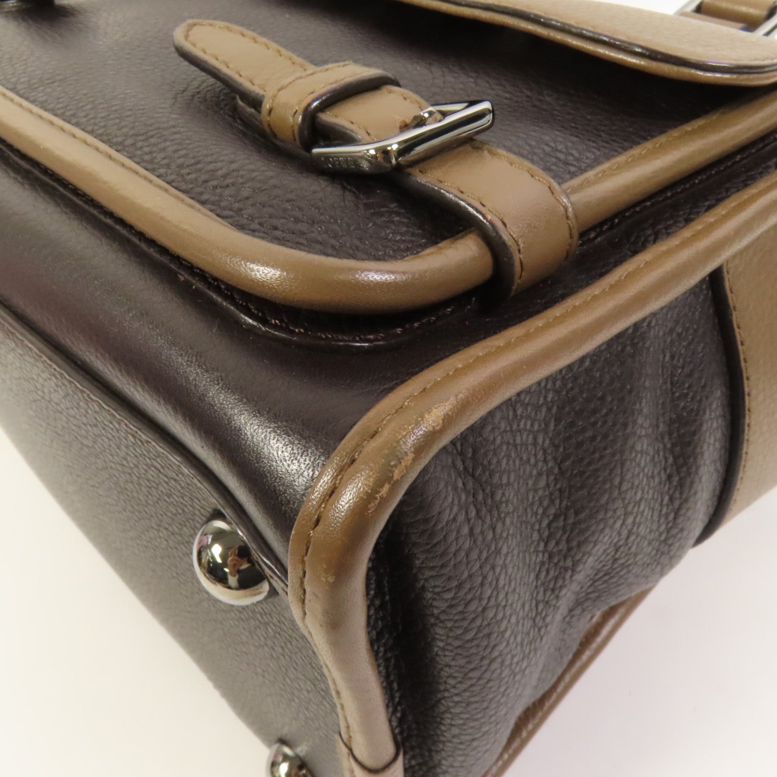 LOEWE 牛皮皮革Cruz Bag銀扣手挽肩背兩用袋