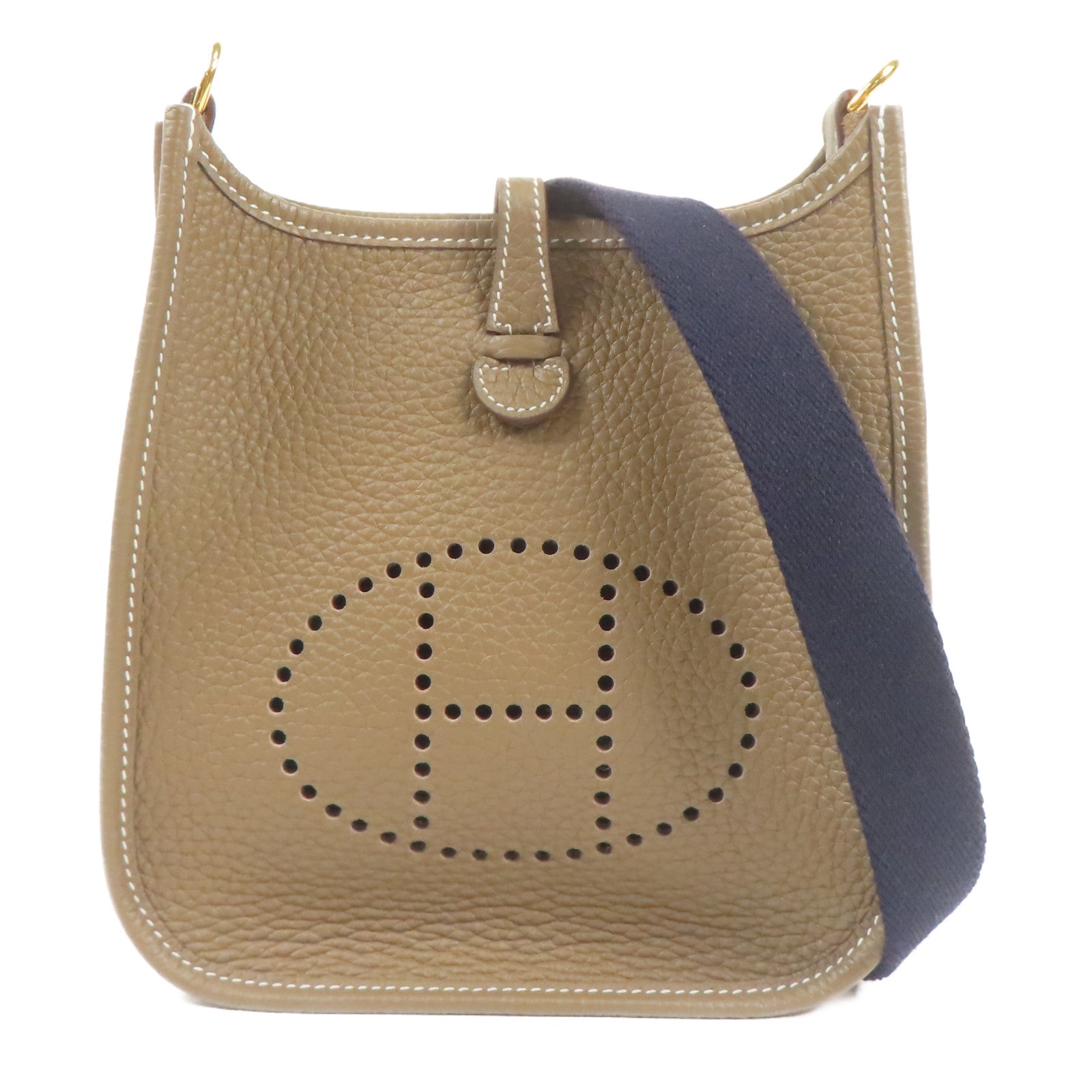 HERMES Clemence皮革Evelyne TPM金扣肩背袋Etoupe