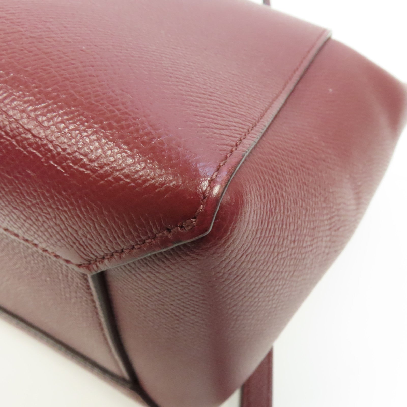 CELINE 牛皮皮革Belt Bag金扣手挽肩背兩用袋酒紅色