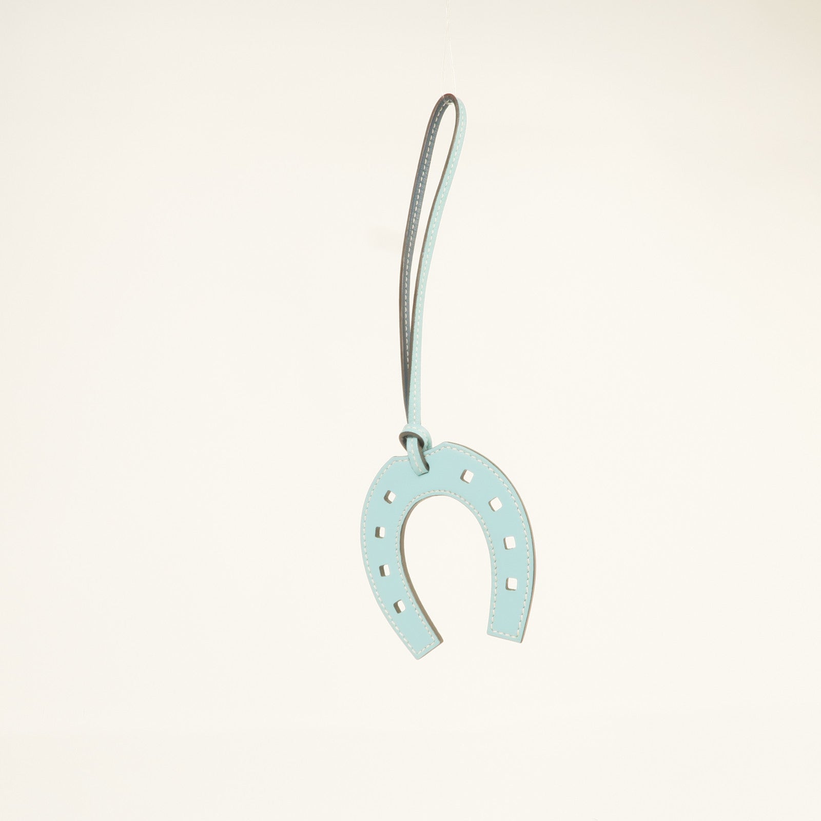 HERMES Swift皮革Paddock Horse Shoes Charm掛飾Bleu Atoll/Bleu Izmir