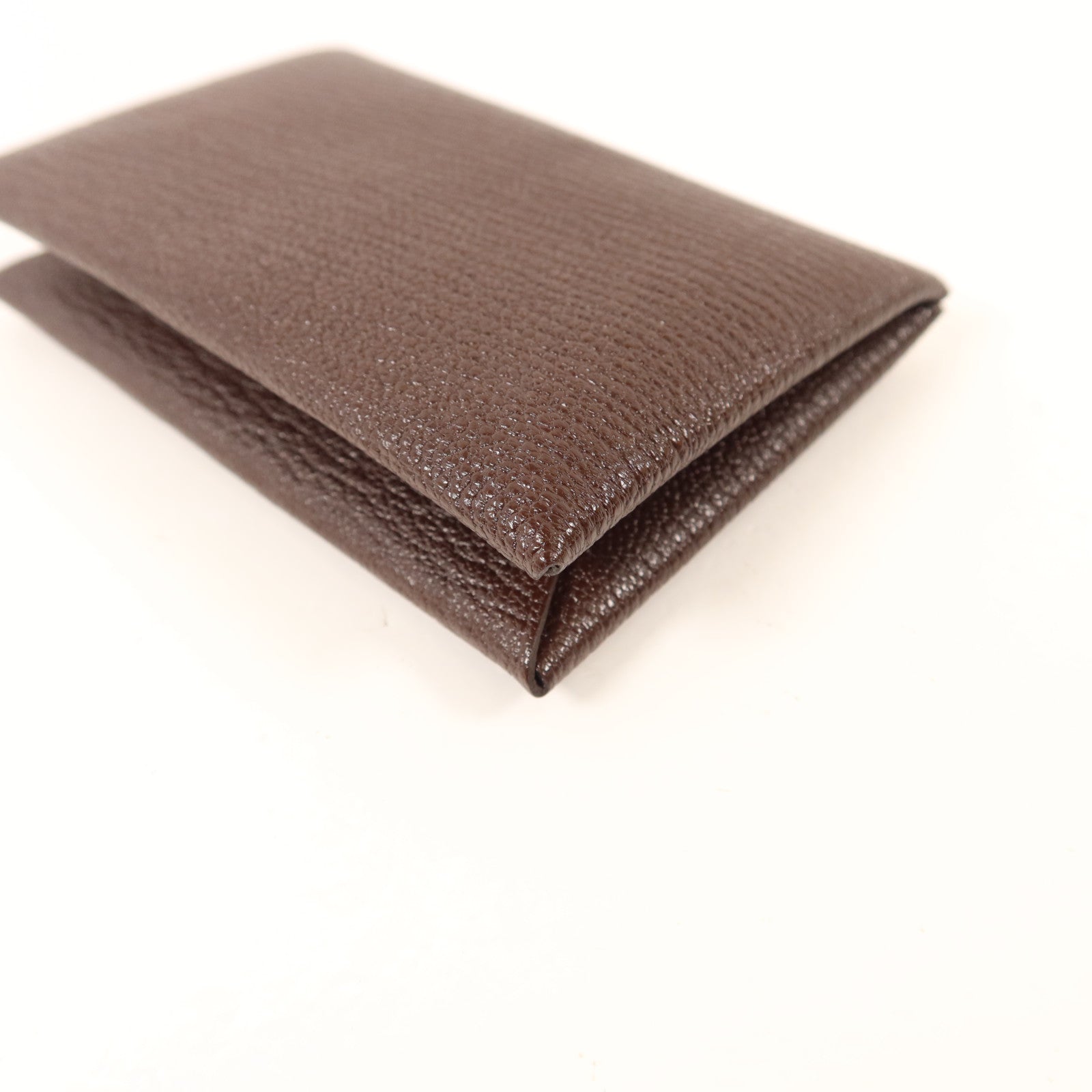 HERMES Chevre皮革Calvi Card Case銀扣卡片套Terre