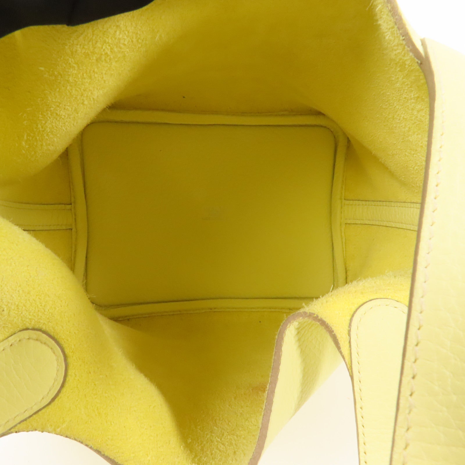 HERMES Clemence皮革Picotin PM銀扣手挽袋Jaune Poussin