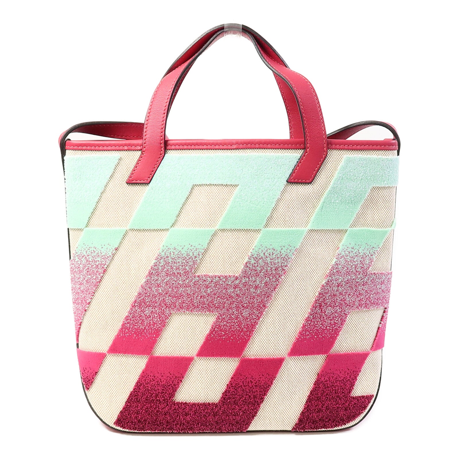 HERMES Canvas/Velvet Cabas H En Bais 27手挽肩背兩用袋