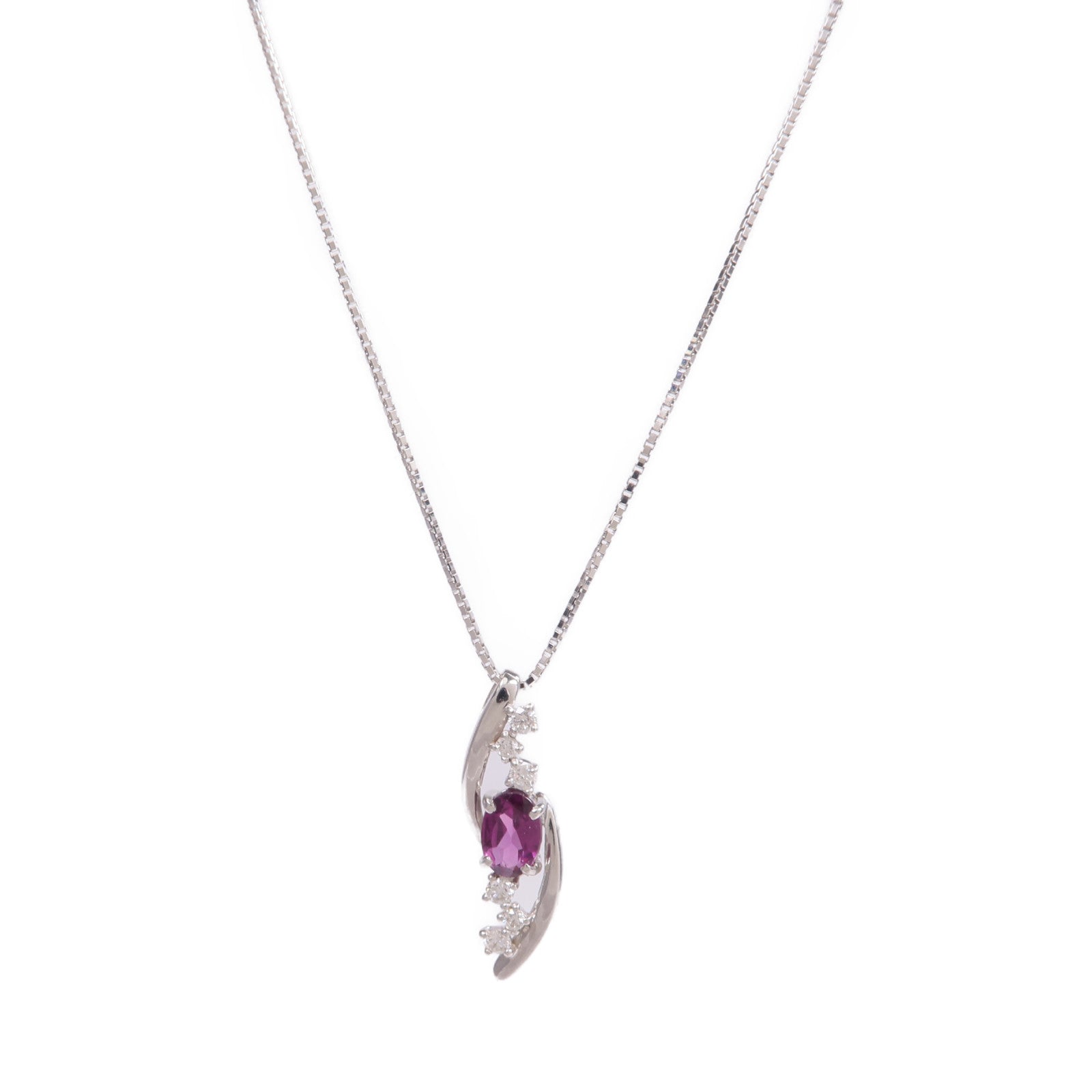 JEWELRY 【激減優惠】18K白金Purple Garnet Diamond Necklace紫石榴石/鑽石項鍊