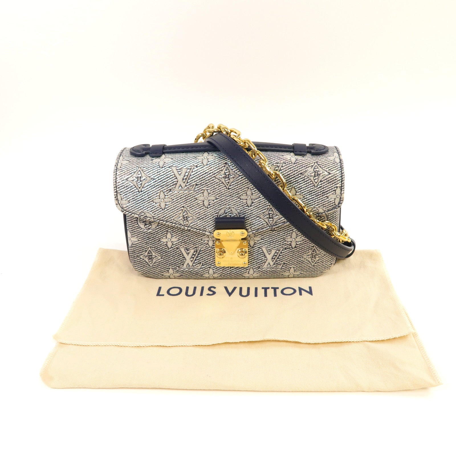 LOUIS VUITTON 【激減優惠】Monogram Pochette Metis East West金扣肩背袋藍色