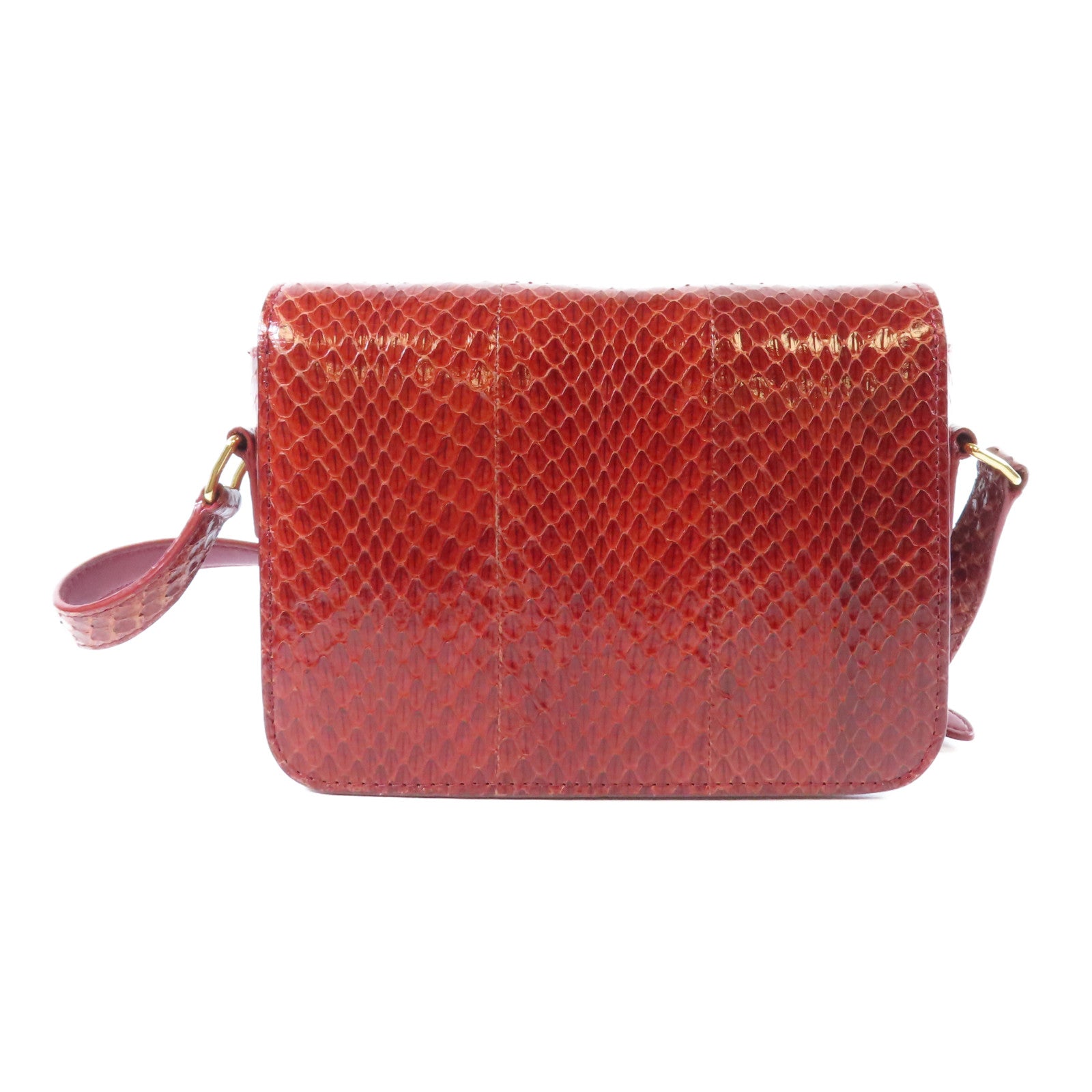 CELINE 蛇皮皮革Triomphe Shoulder Bag金扣肩背袋紅色