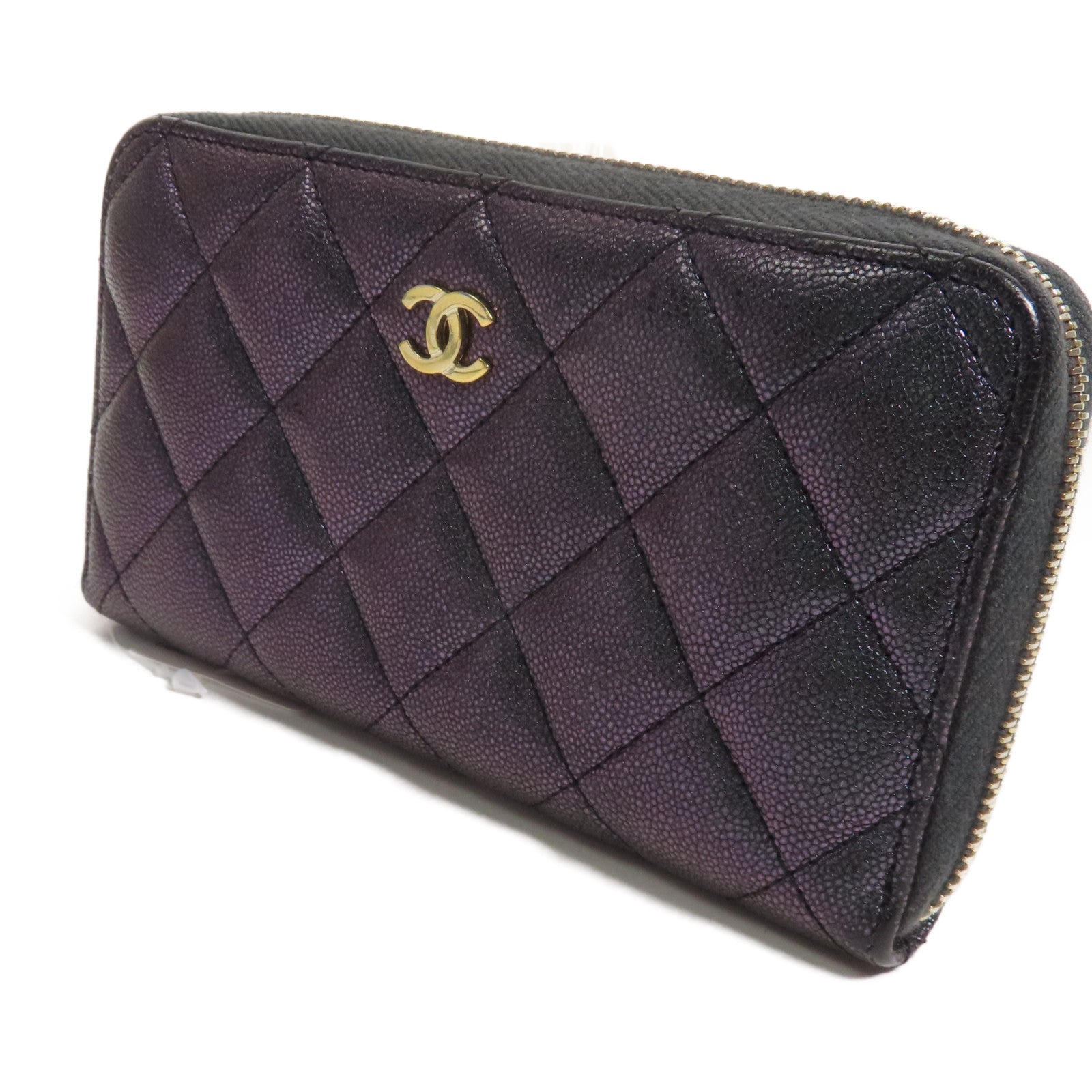 CHANEL 牛皮皮革Classic Zip Wallet Medium金扣錢包