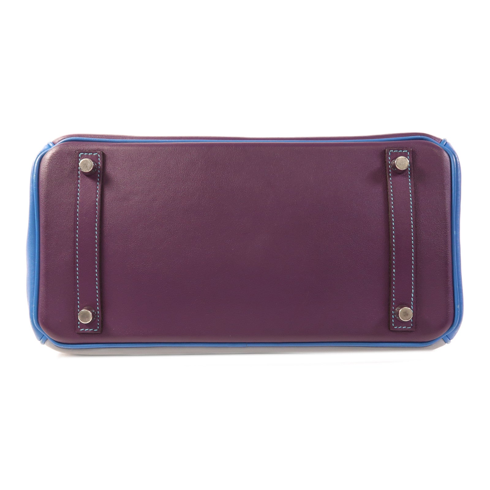 HERMES Swift皮革Birkin 30銀扣手挽袋Ultraviolet/Bleu Hydra/Ciel