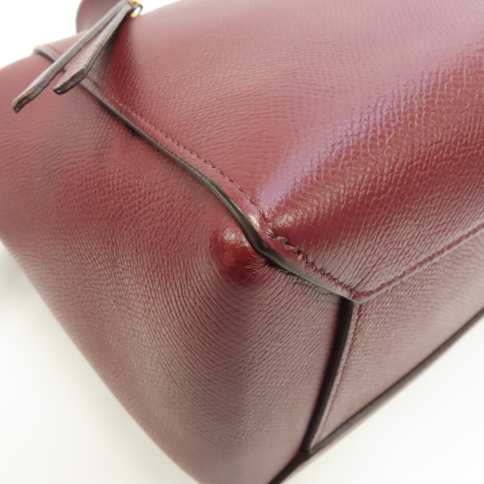CELINE 牛皮皮革Belt Bag金扣手挽肩背兩用袋酒紅色
