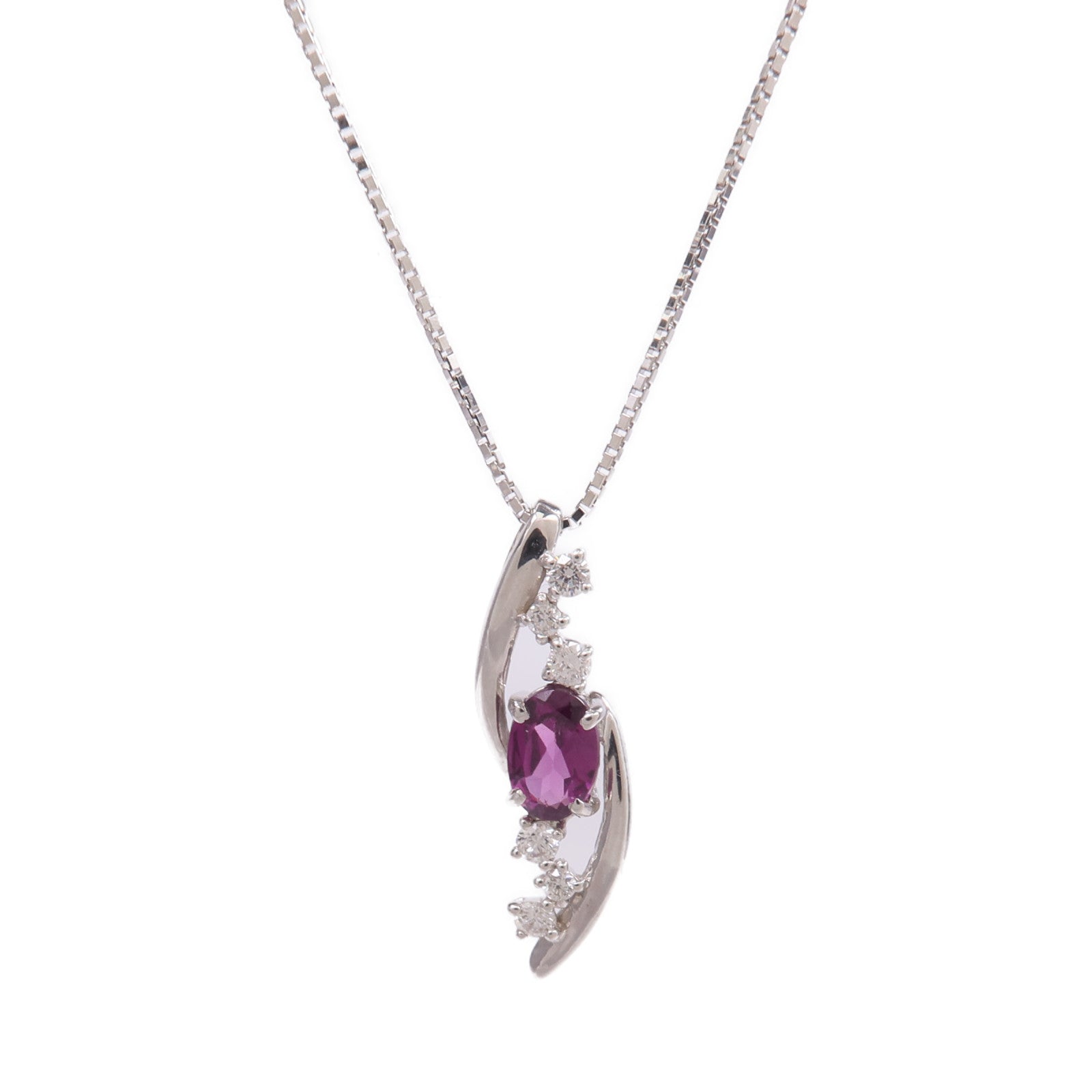 JEWELRY 【激減優惠】18K白金Purple Garnet Diamond Necklace紫石榴石/鑽石項鍊