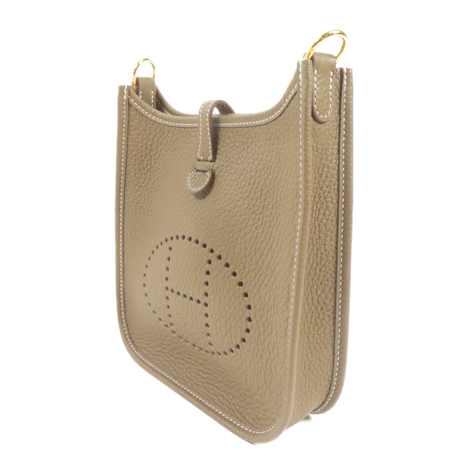 HERMES Clemence皮革Evelyne TPM金扣肩背袋Etoupe