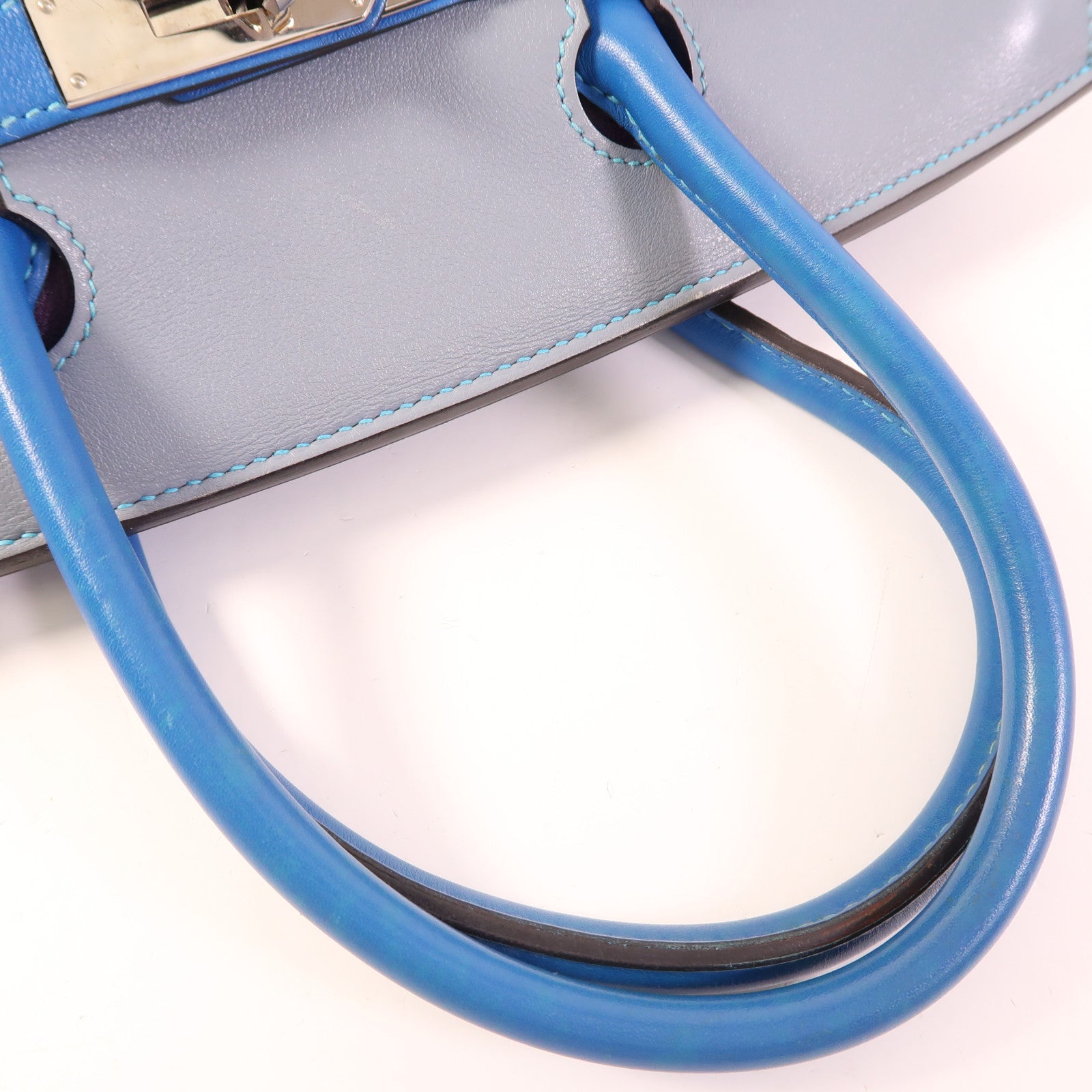 HERMES Swift皮革Birkin 30銀扣手挽袋Ultraviolet/Bleu Hydra/Ciel
