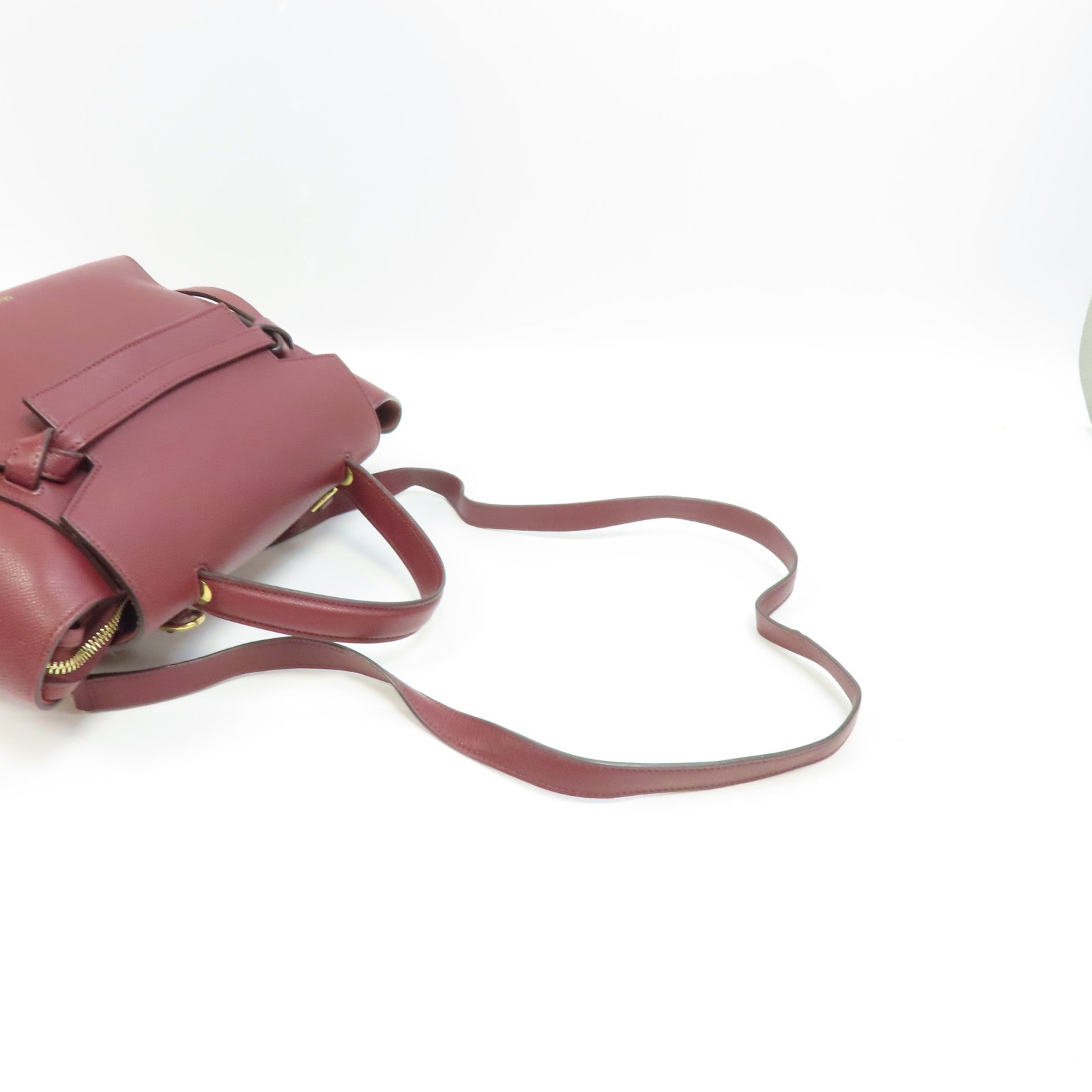 CELINE 牛皮皮革Belt Bag金扣手挽肩背兩用袋酒紅色