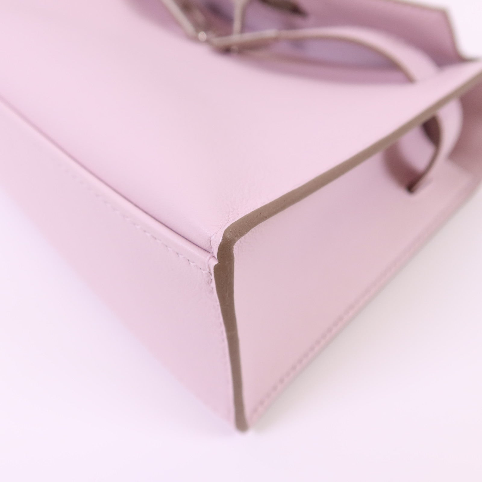 HERMES Swift皮革Kelly Pochette銀扣手挽袋Mauve Pale
