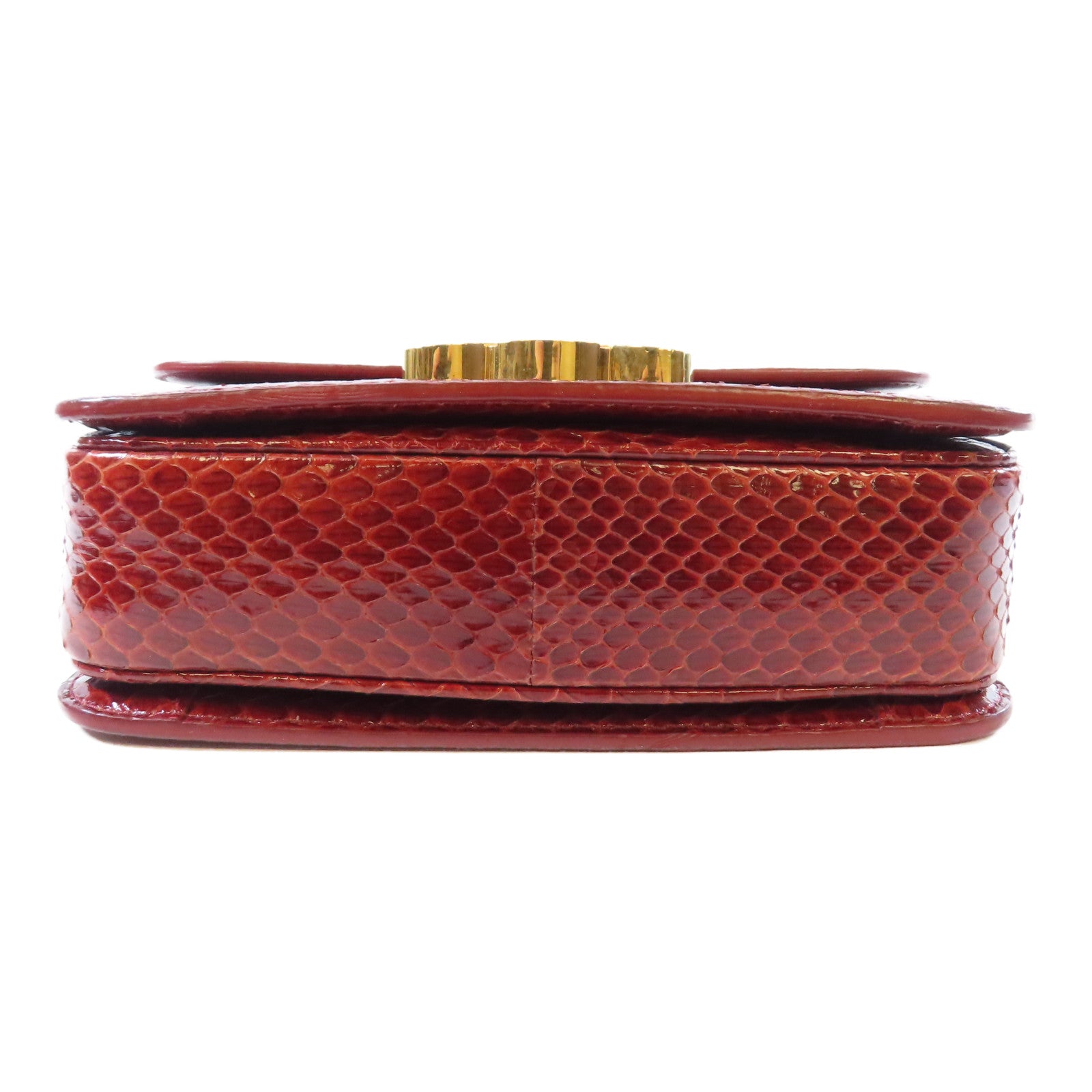 CELINE 蛇皮皮革Triomphe Shoulder Bag金扣肩背袋紅色