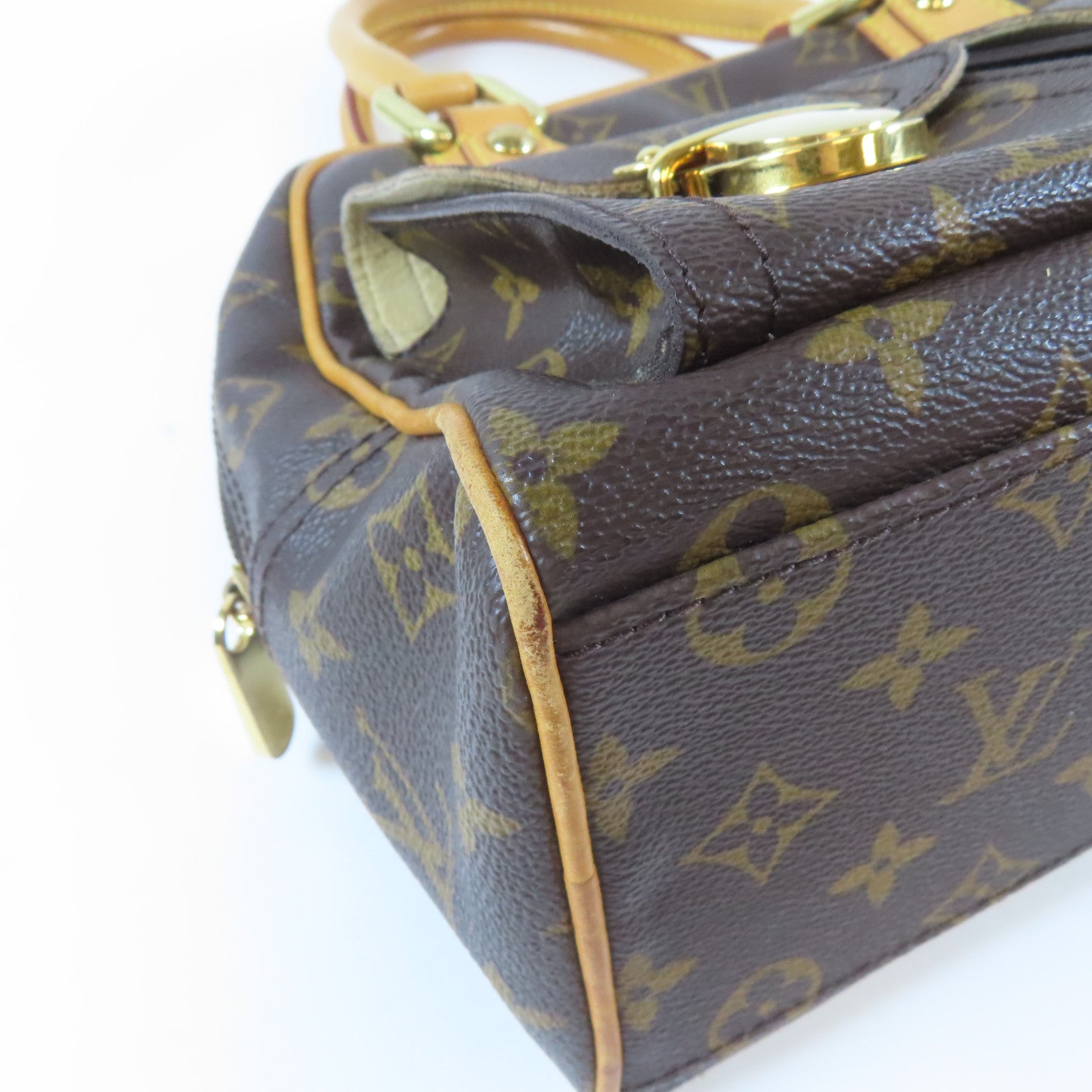 LOUIS VUITTON Monogram Manhattan PM金扣手挽袋啡色