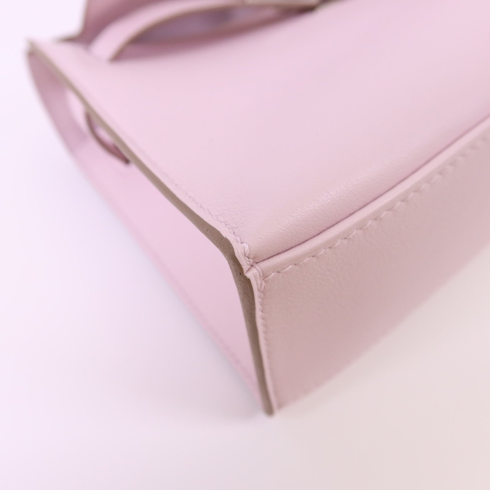 HERMES Swift皮革Kelly Pochette銀扣手挽袋Mauve Pale