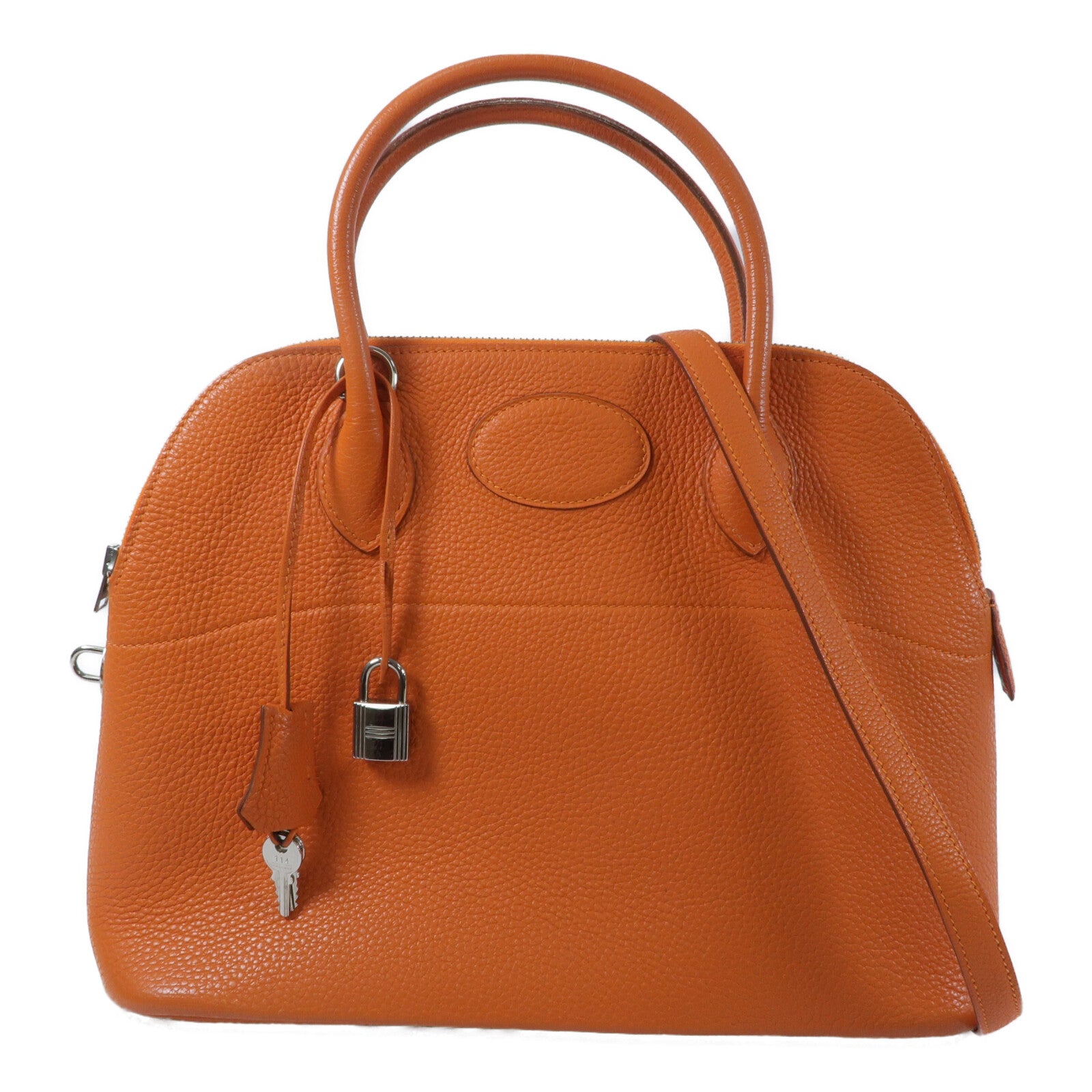 HERMES Clemence皮革Bolide 31手挽袋Orange