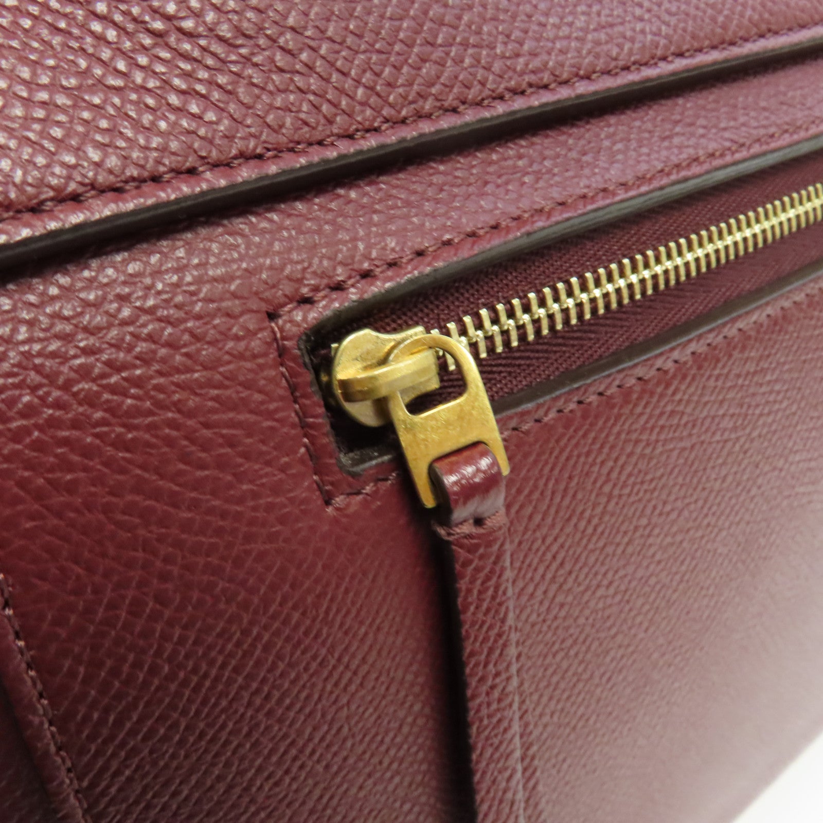CELINE 牛皮皮革Belt Bag金扣手挽肩背兩用袋酒紅色