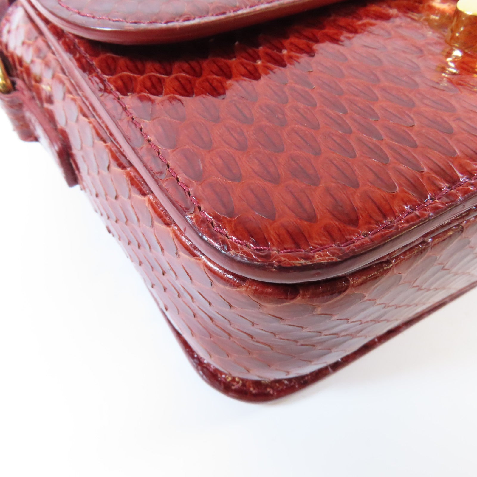 CELINE 蛇皮皮革Triomphe Shoulder Bag金扣肩背袋紅色