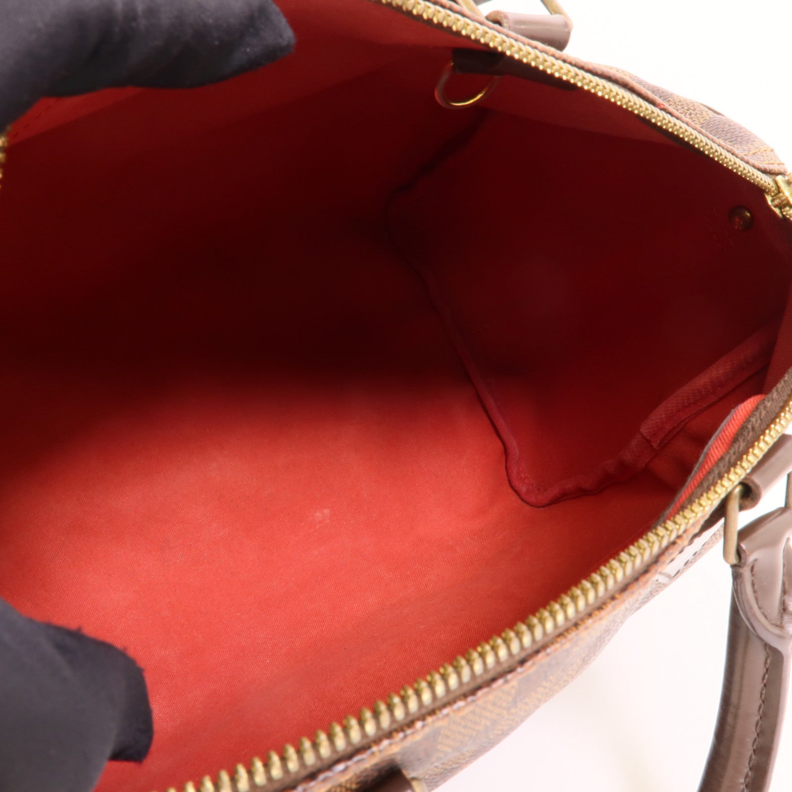 LOUIS VUITTON Damier Speedy Bandouliere 30金扣手挽肩背兩用袋