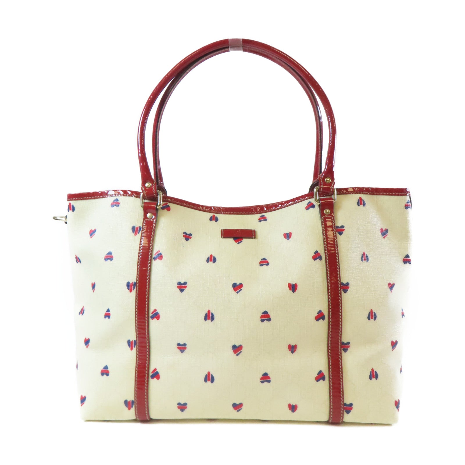 GUCCI 【激減優惠】塗層帆布Shoulder Bag銀扣肩背袋白色/紅色