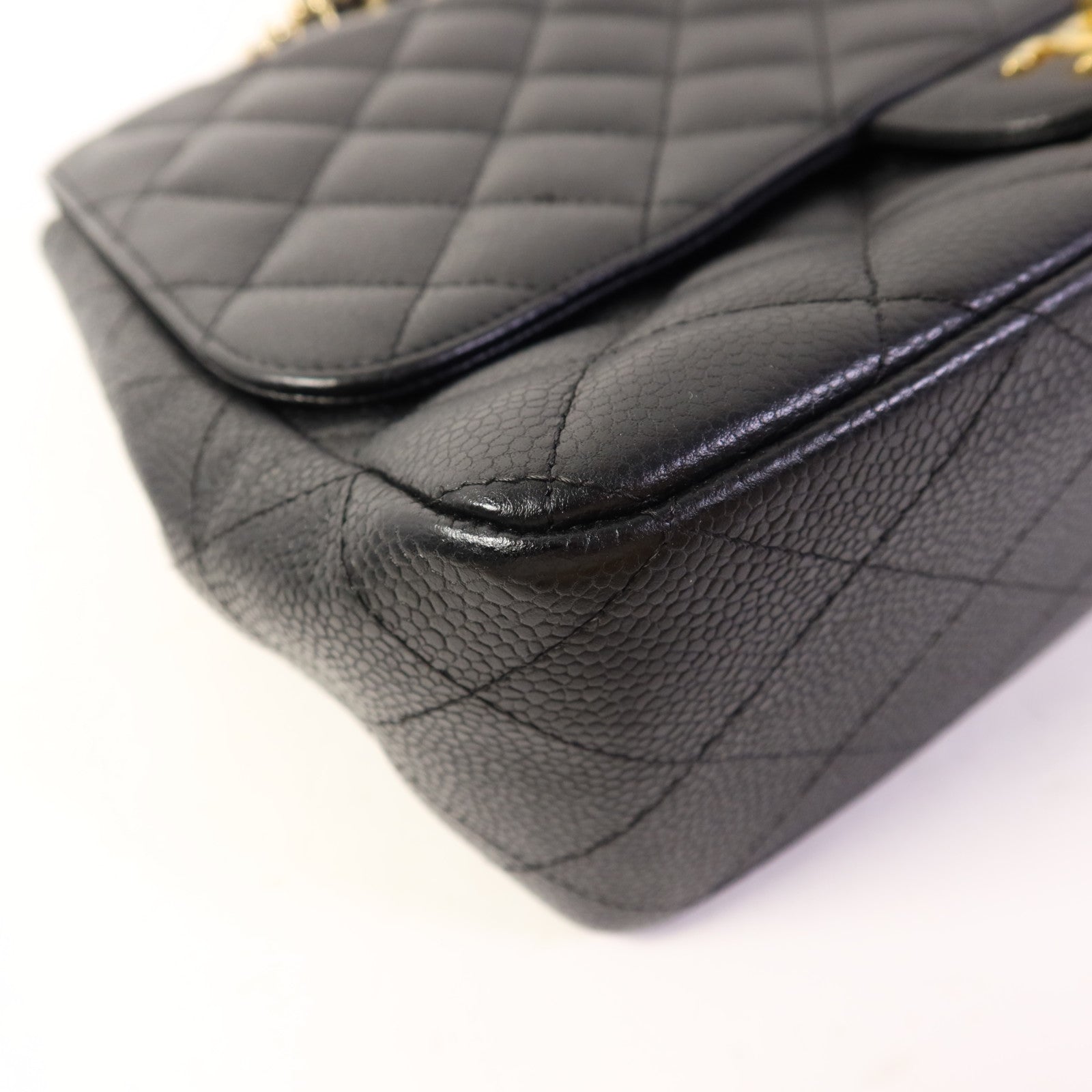 CHANEL 牛皮皮革Large Classic金扣鏈帶肩背袋