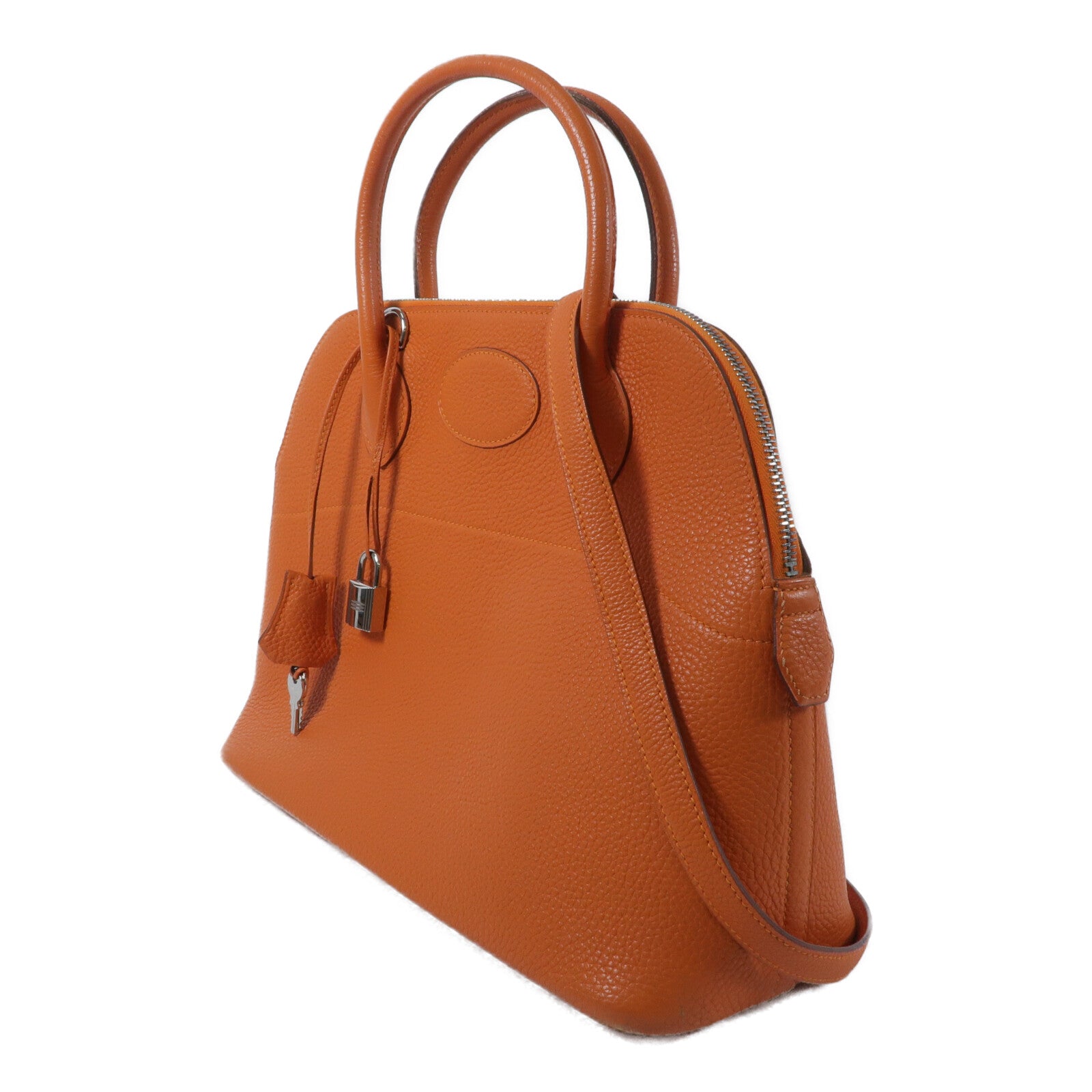 HERMES Clemence皮革Bolide 31手挽袋Orange