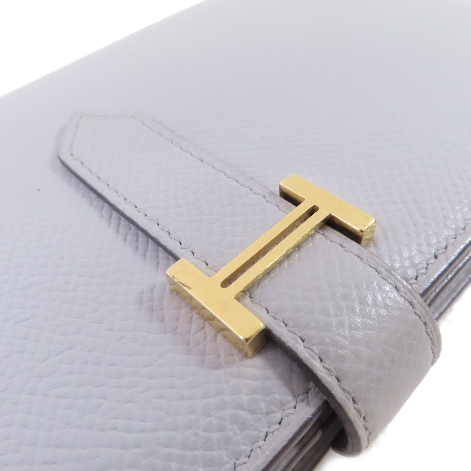 HERMES (PRICE DOWN) GHW Bearn W Snap Long Wallet Epsom Leather Y7 Bleu Orage Light-Blue