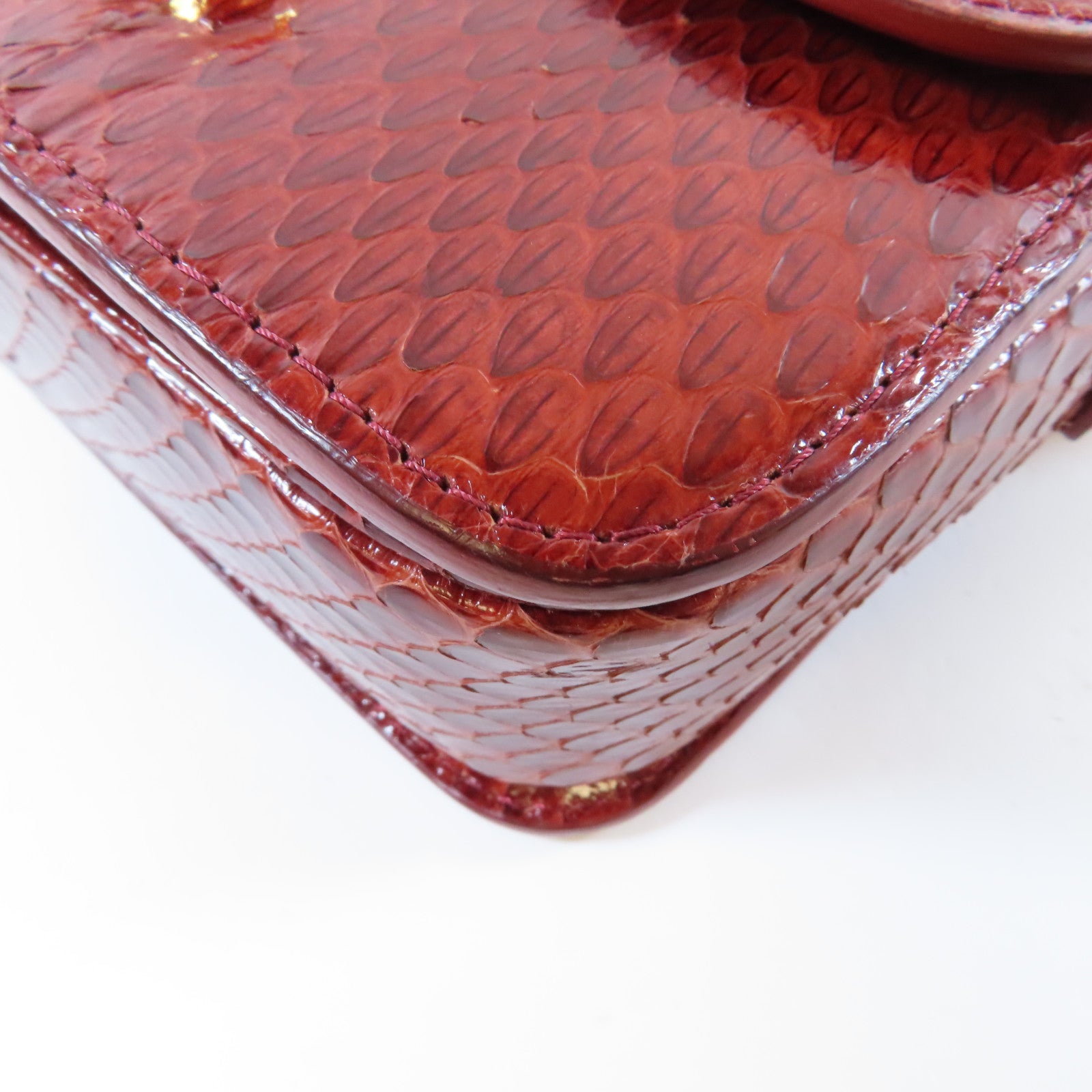 CELINE 蛇皮皮革Triomphe Shoulder Bag金扣肩背袋紅色