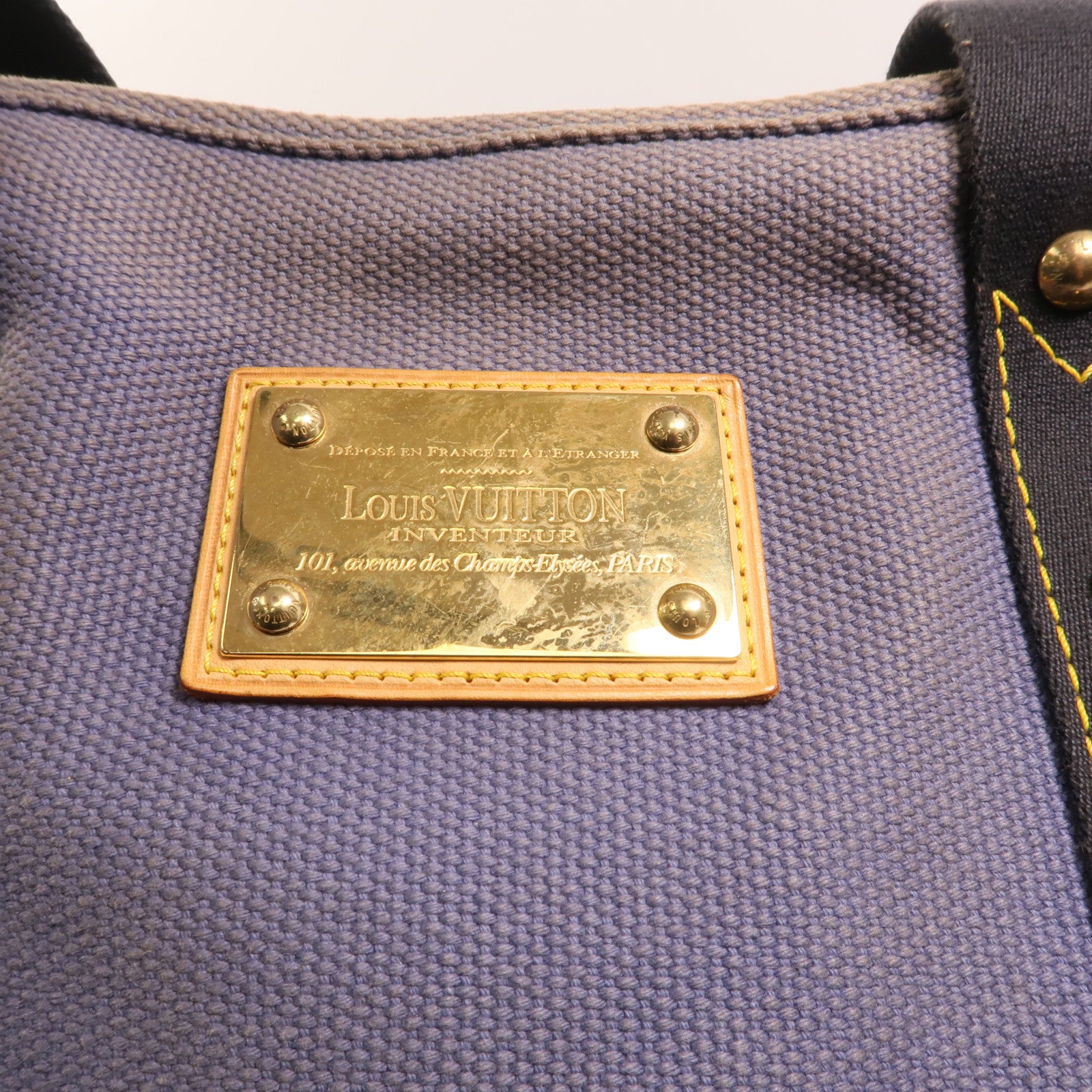 LOUIS VUITTON 帆布Antique Cabas GM金扣手挽袋