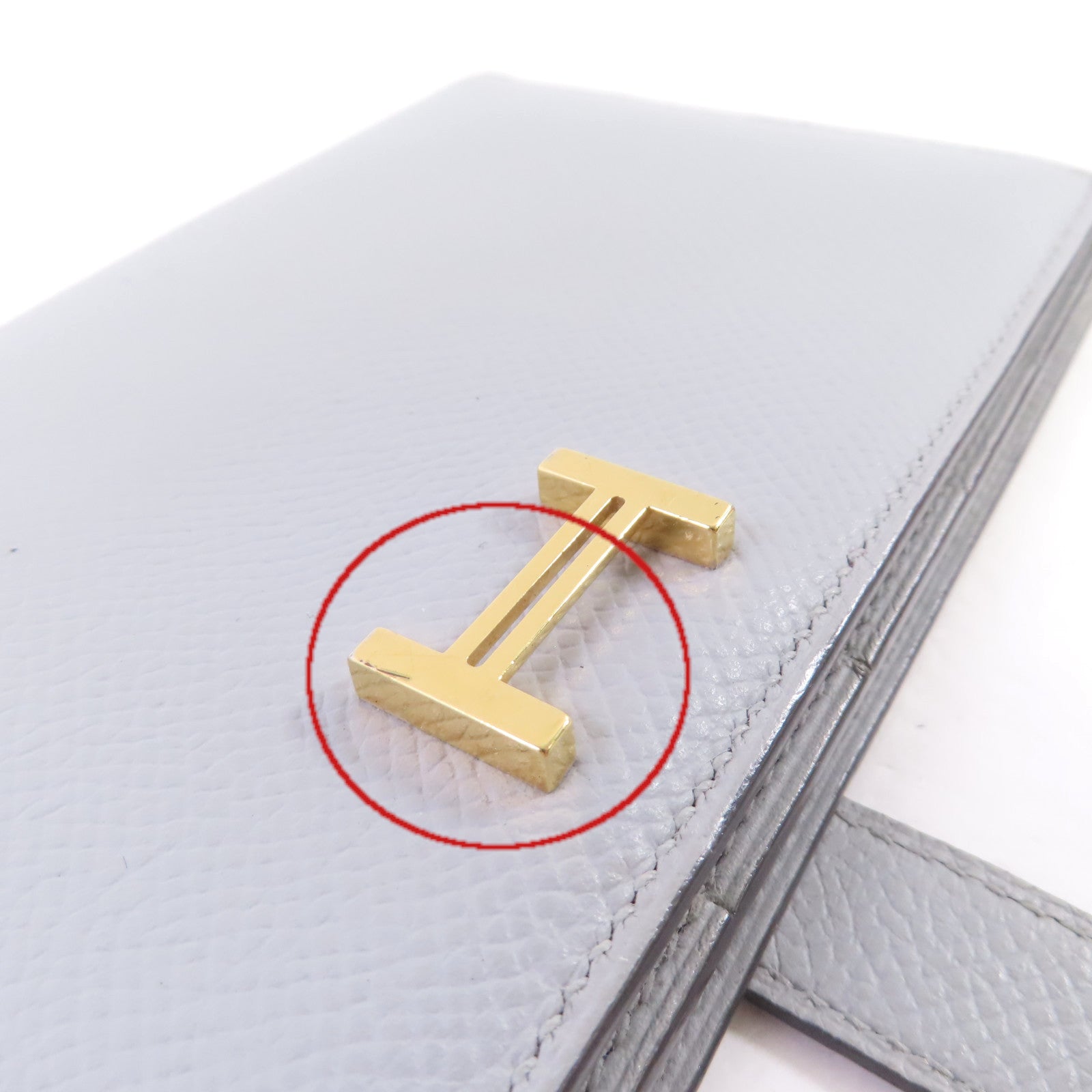 HERMES (PRICE DOWN) GHW Bearn W Snap Long Wallet Epsom Leather Y7 Bleu Orage Light-Blue