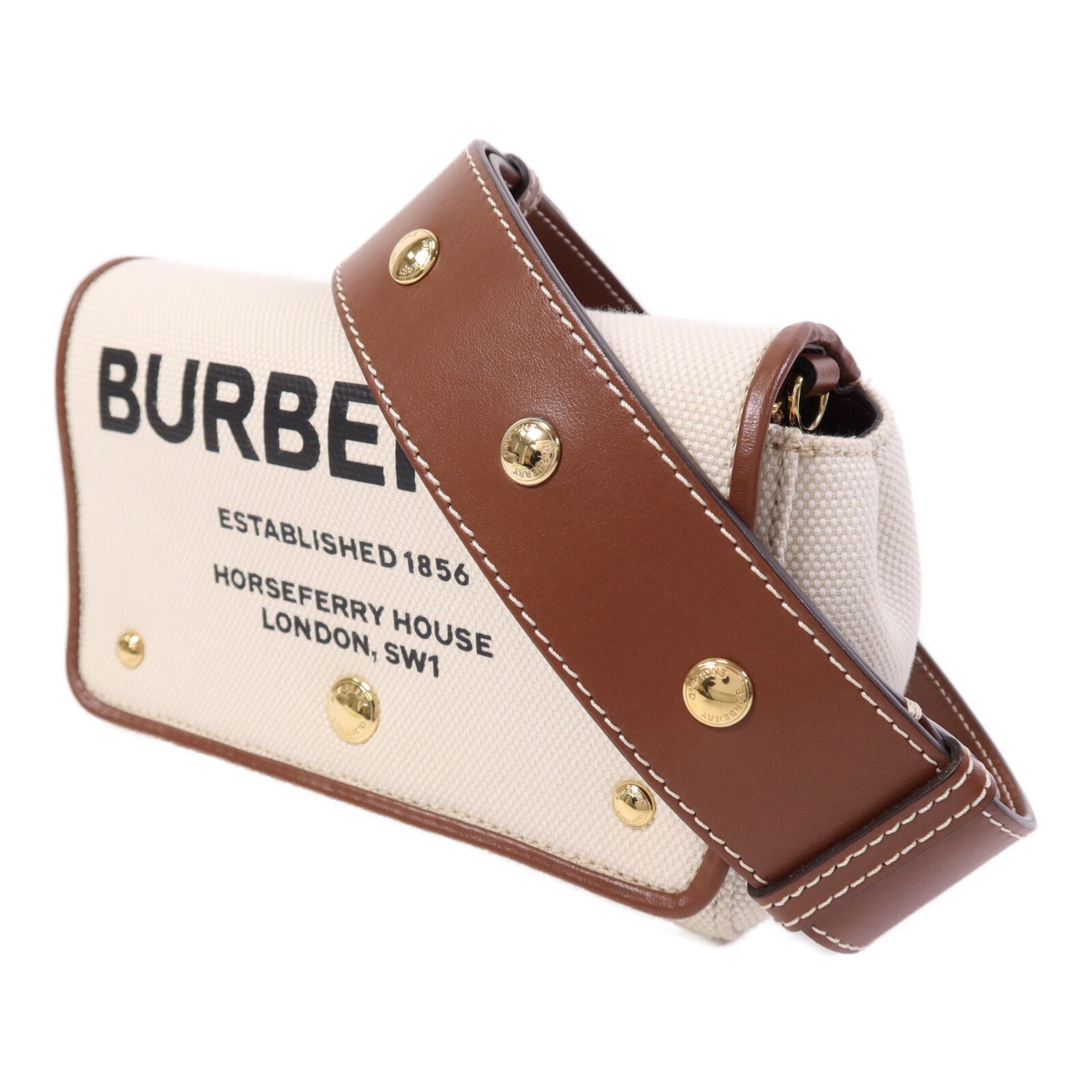 BURBERRY 帆布Horseferry金扣肩背袋