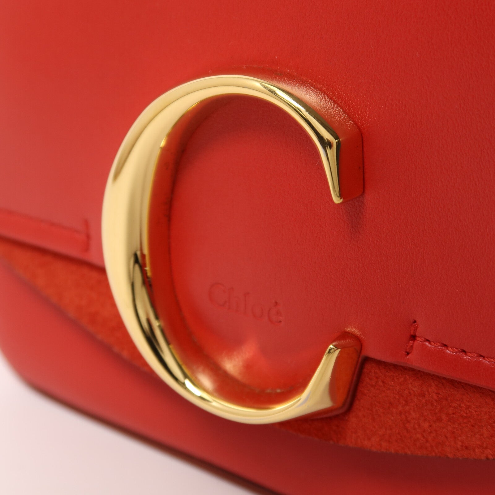 Chloe 牛皮皮革Mini C Bag金扣手挽肩背兩用袋