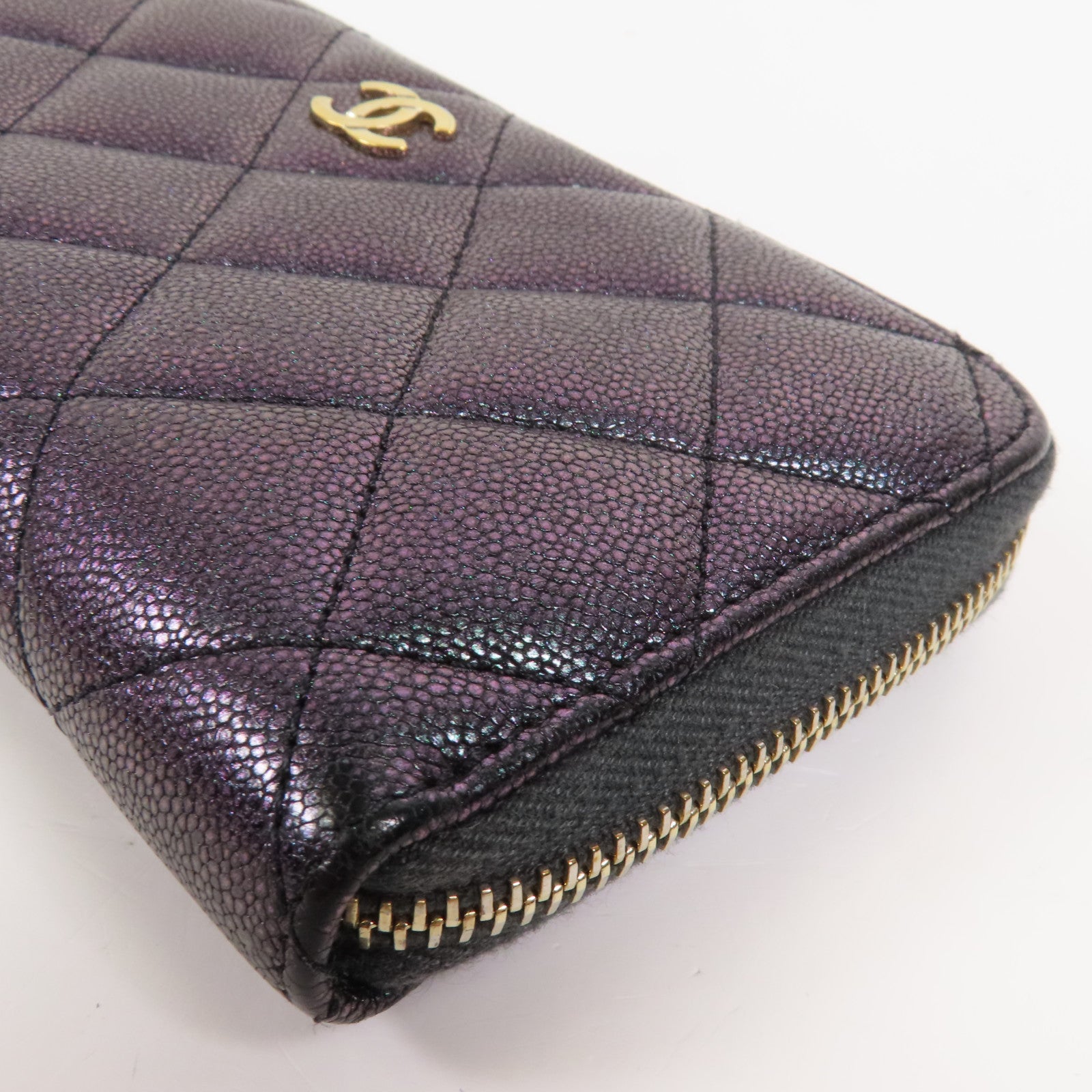 CHANEL 牛皮皮革Classic Zip Wallet Medium金扣錢包