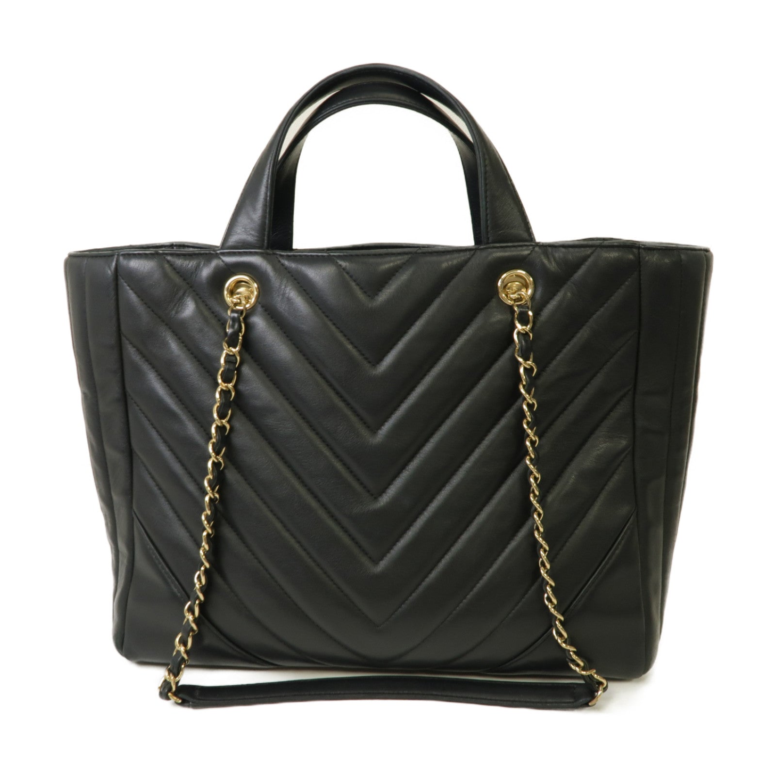 CHANEL 斜紋牛皮皮革2way Shoulder Bag金扣手挽肩背兩用袋黒色