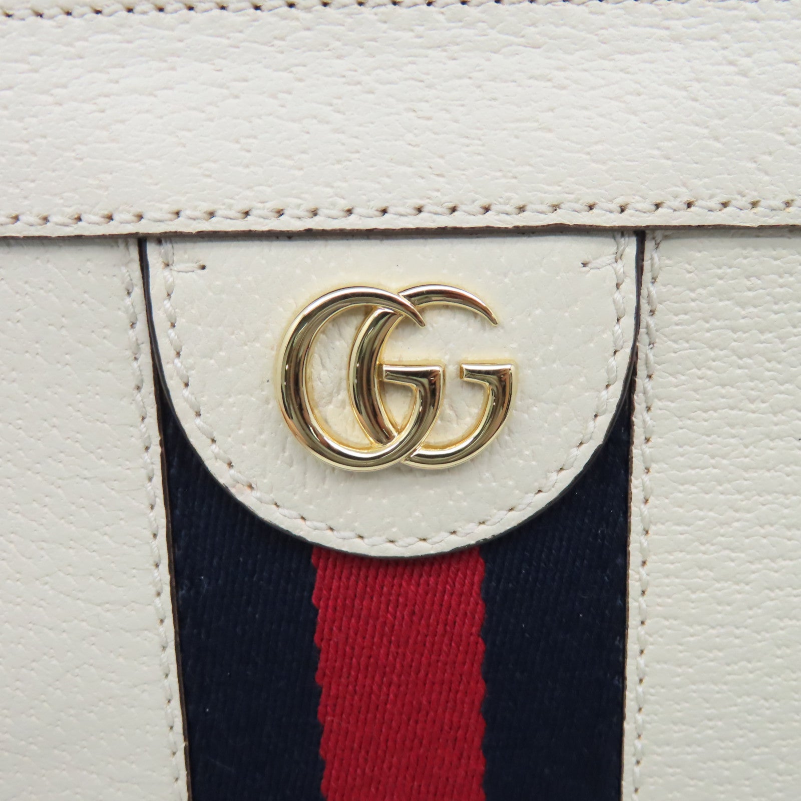 GUCCI 【激減優惠】塗層帆布Ophidia GG鏈帶肩背袋米白色