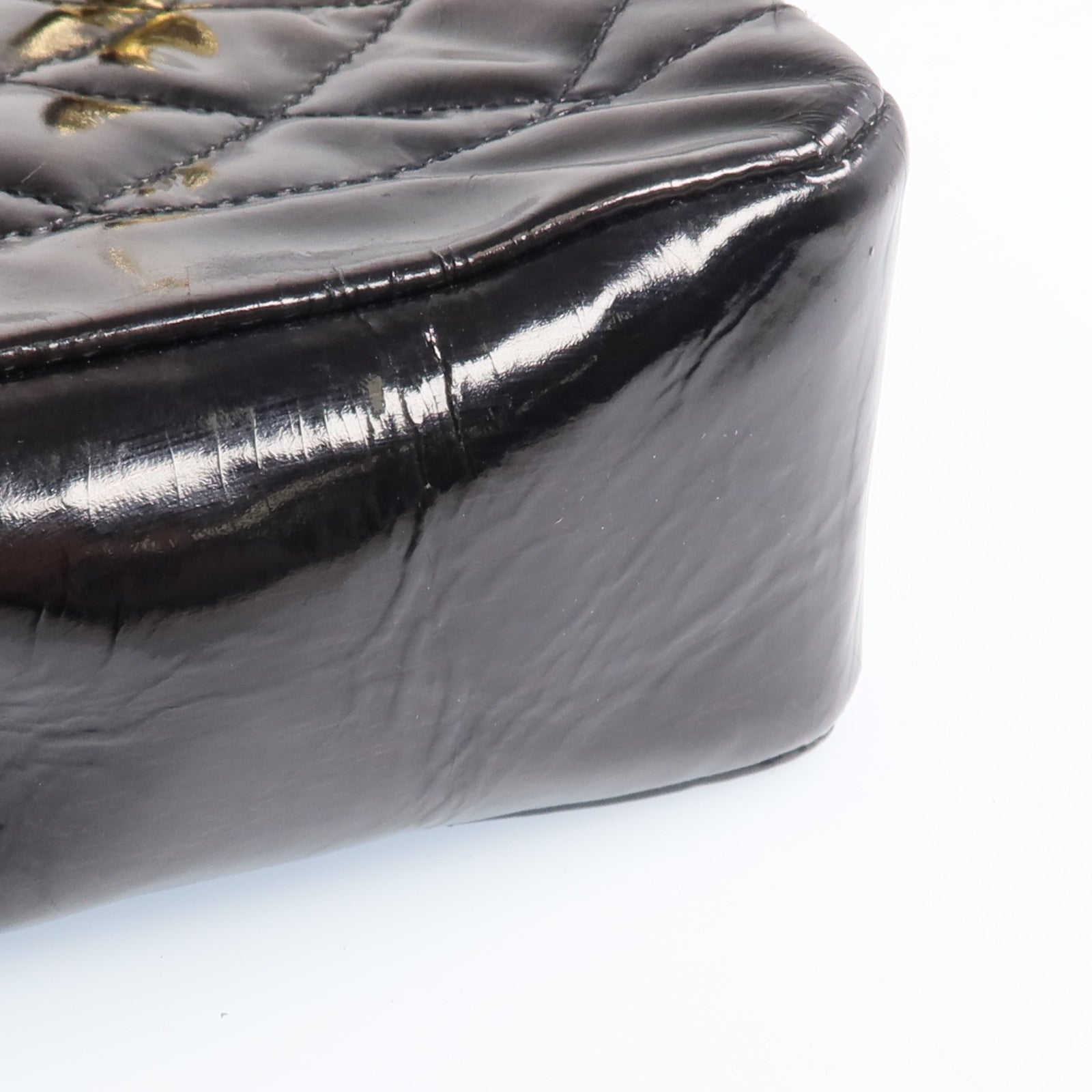 CHANEL 漆皮皮革Vintage Chain Sholder Bag金扣鏈帶肩背袋