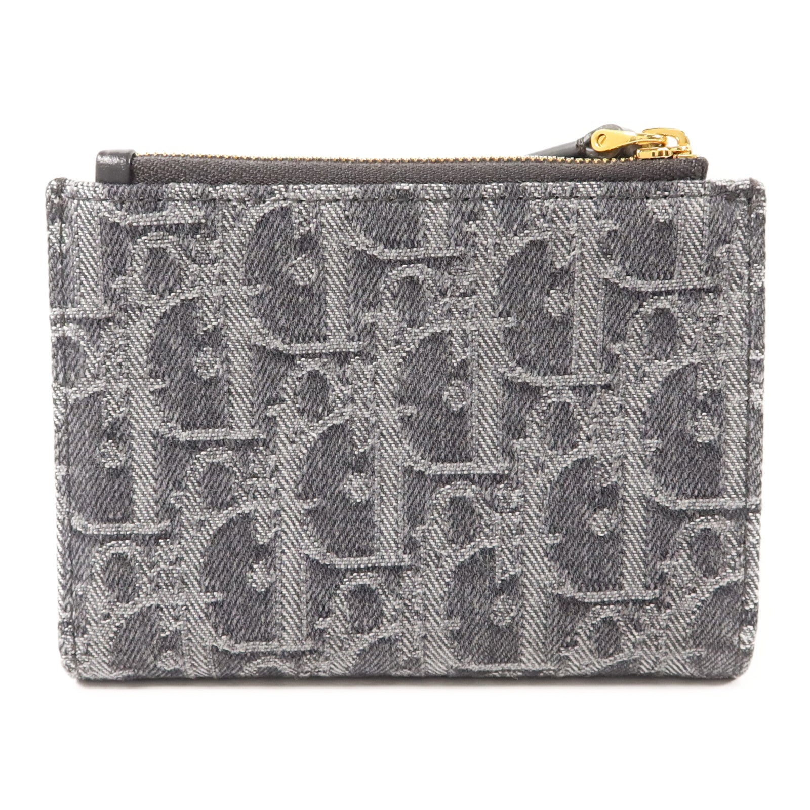 Dior 牛仔布料30 Montaigne Dahlia Bifold Wallet金扣錢包