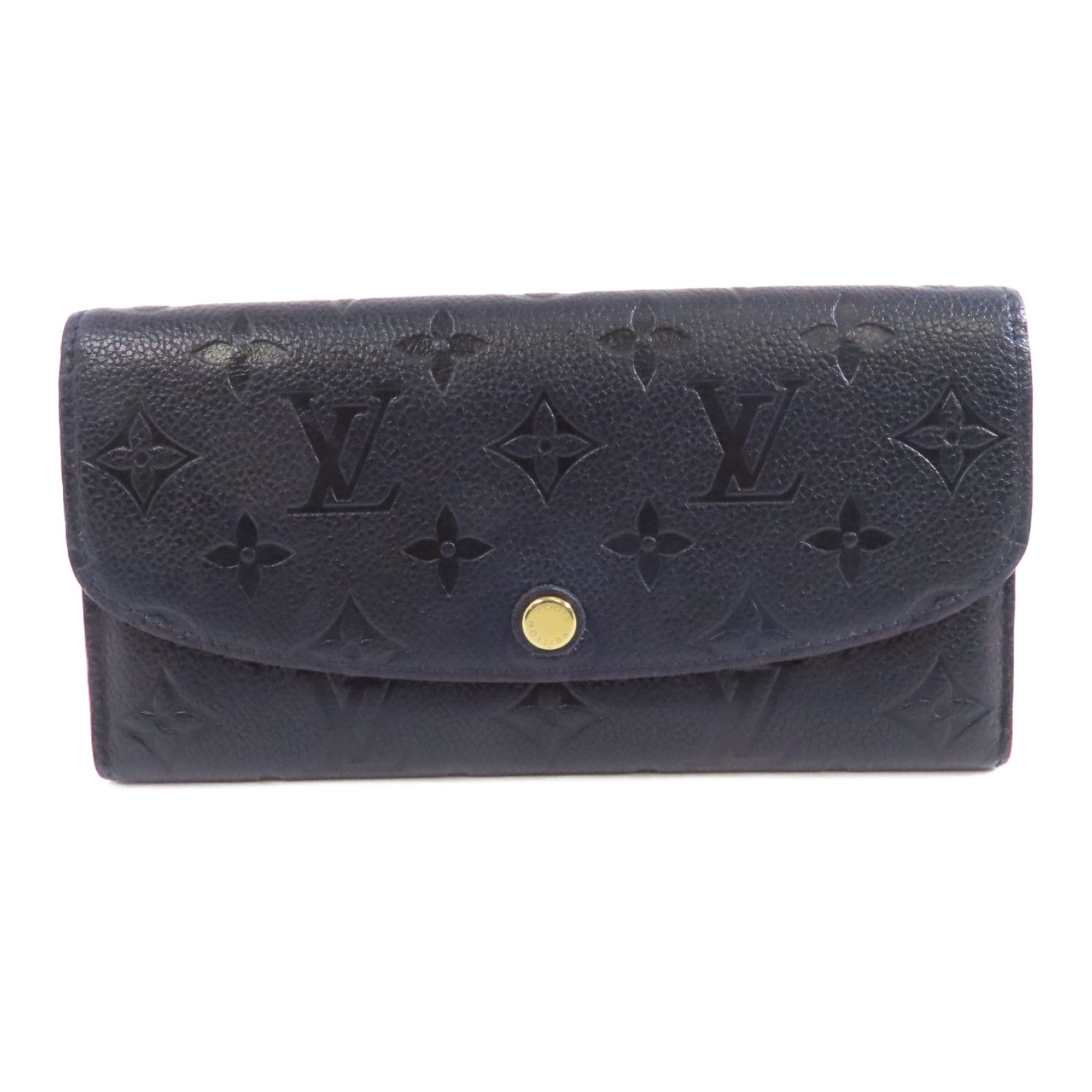 LOUIS VUITTON Monogram Empreinte Portefeuille Emily金扣長錢包深藍色