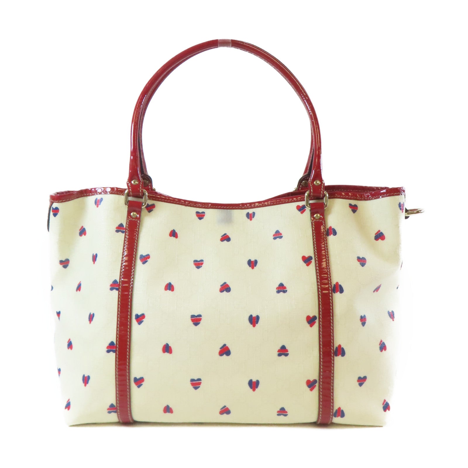 GUCCI 【激減優惠】塗層帆布Shoulder Bag銀扣肩背袋白色/紅色